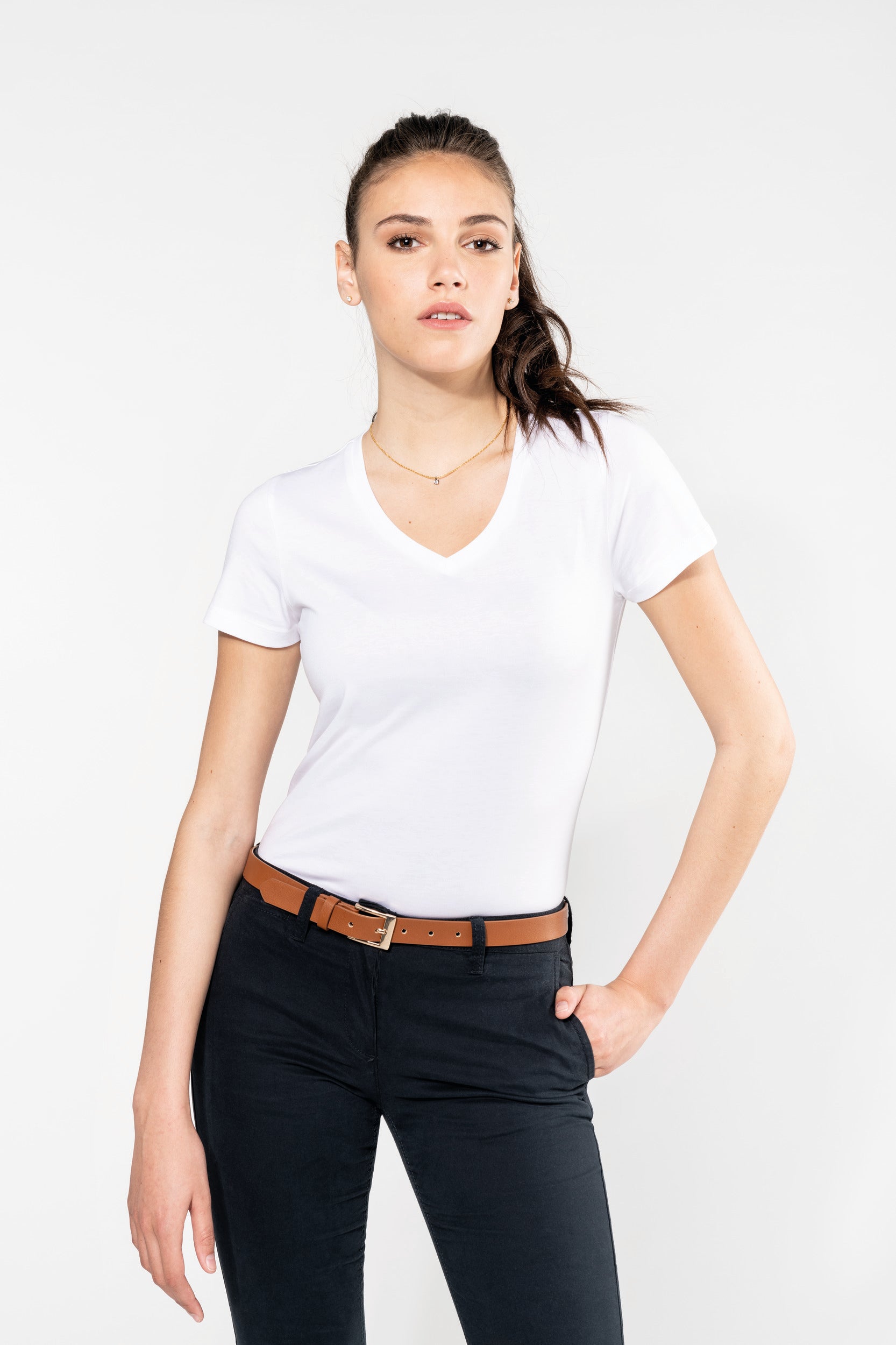 T-shirt Supima® col V manches courtes femme