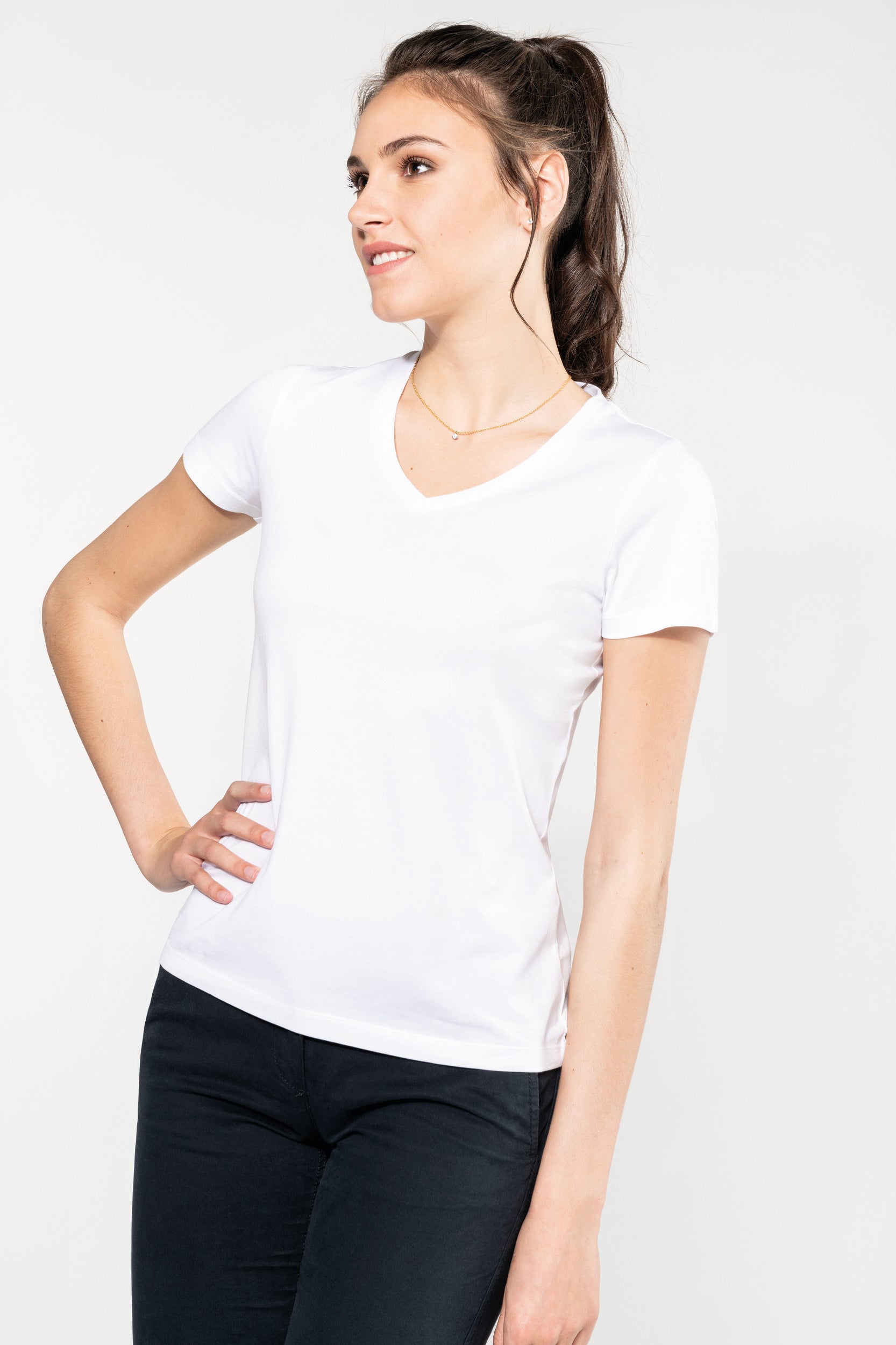 T-shirt Supima® col V manches courtes femme