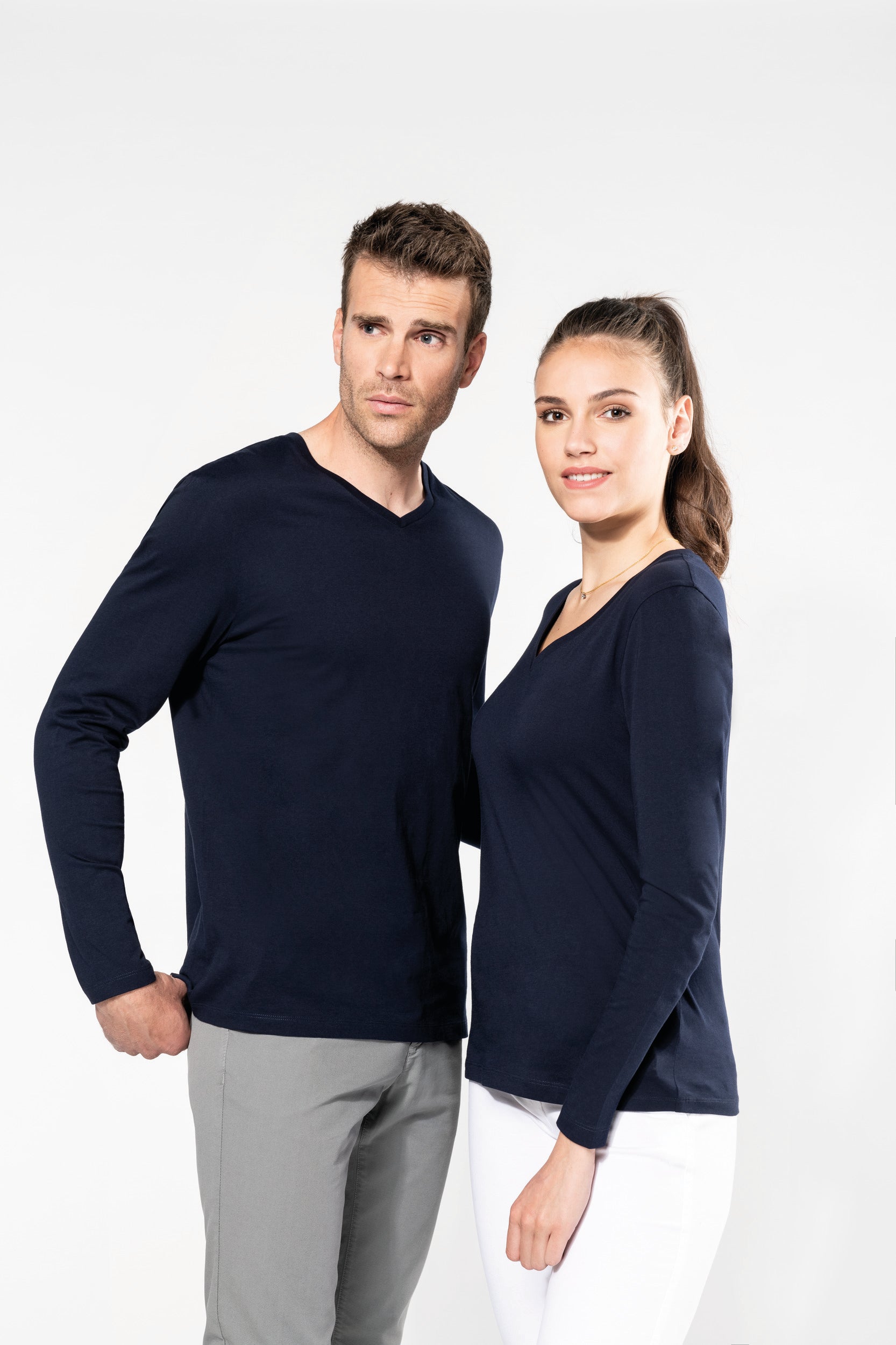 T-shirt Supima® col V manches longues homme