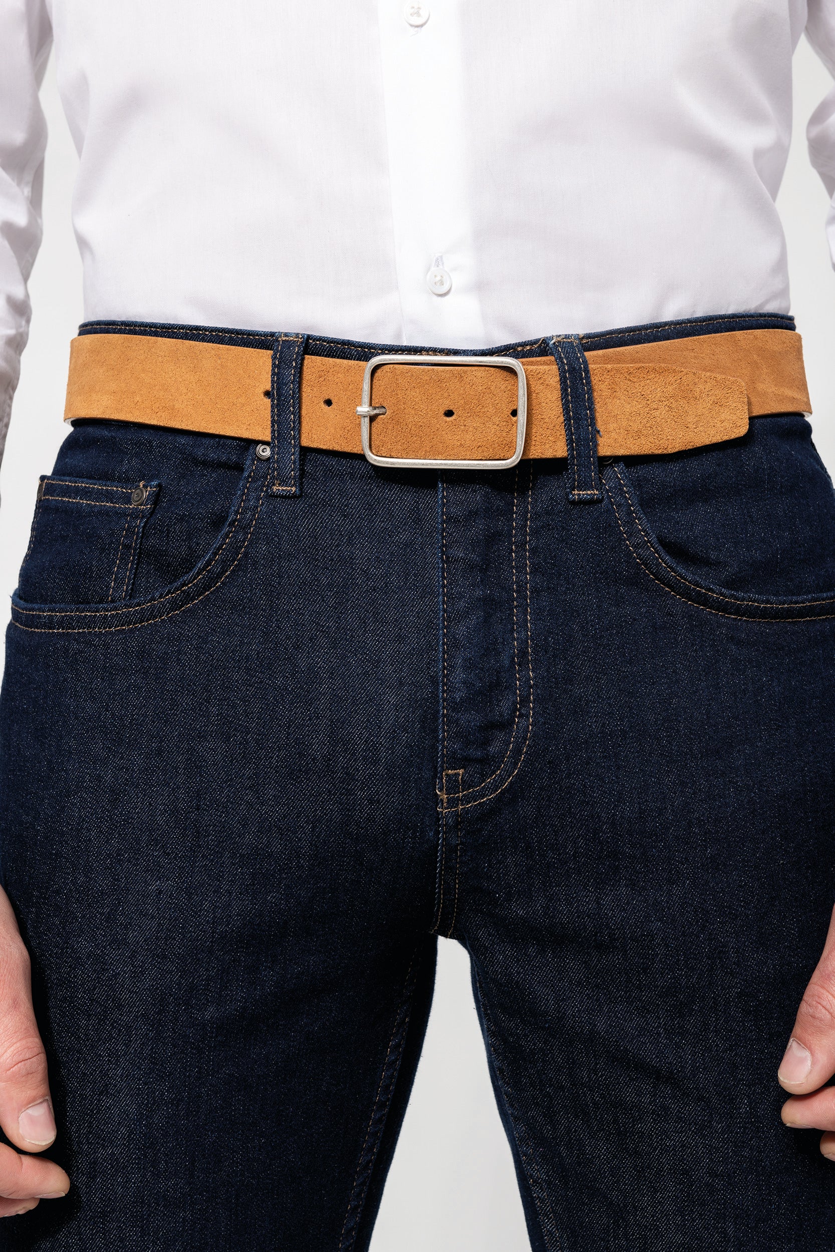 Men's suede leather belt