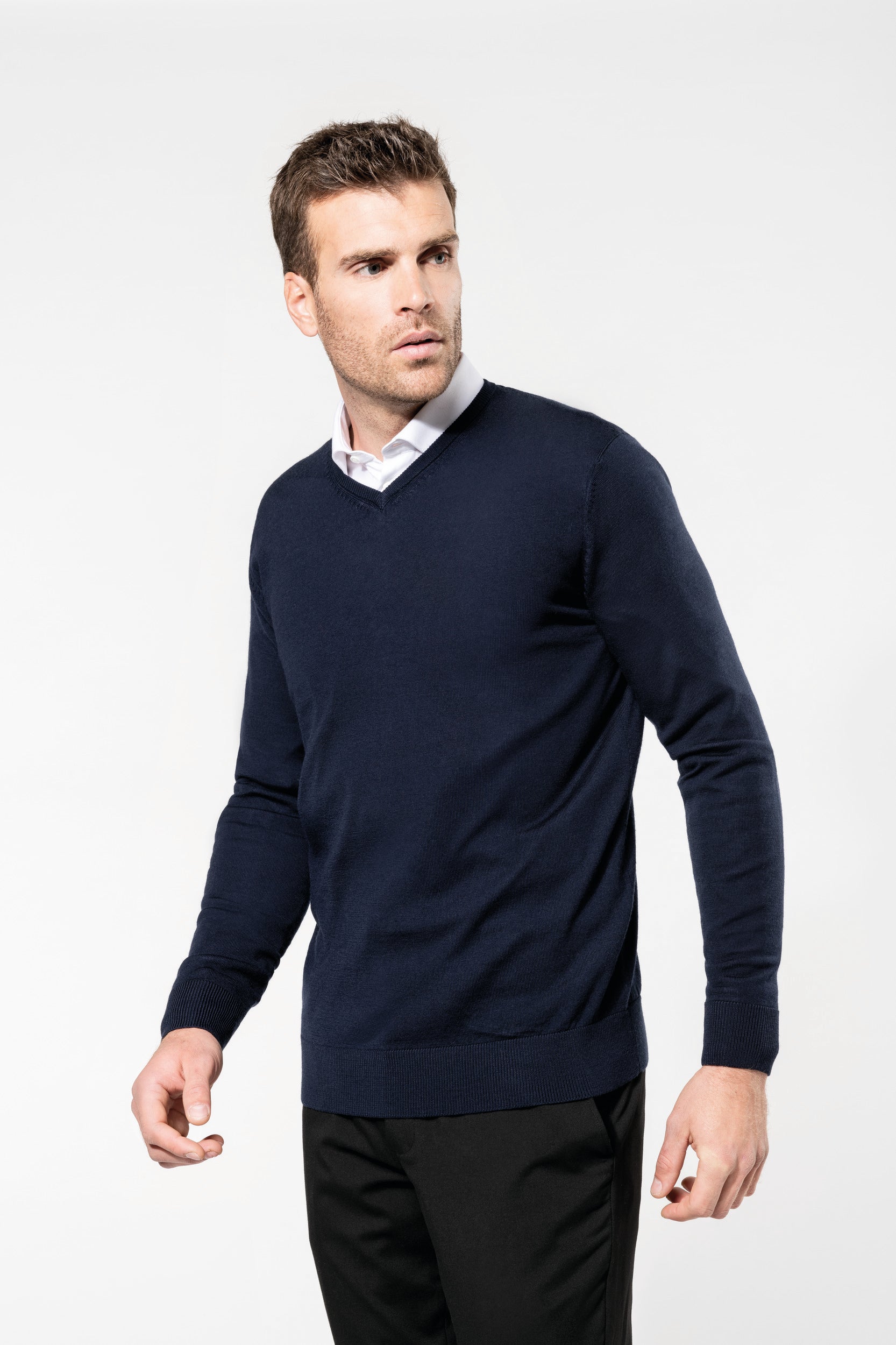 Pull Mérinos col V homme