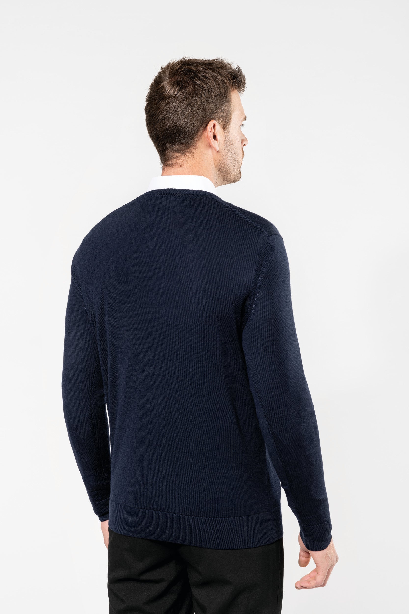 Pull Mérinos col V homme