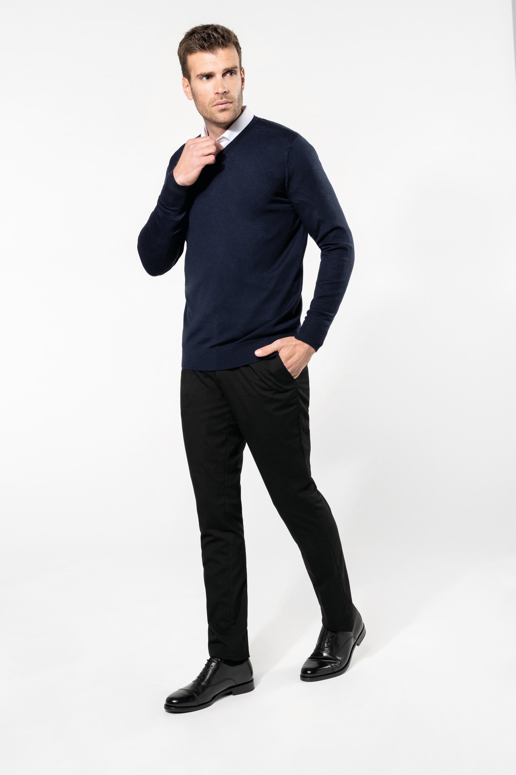 Pull Mérinos col V homme