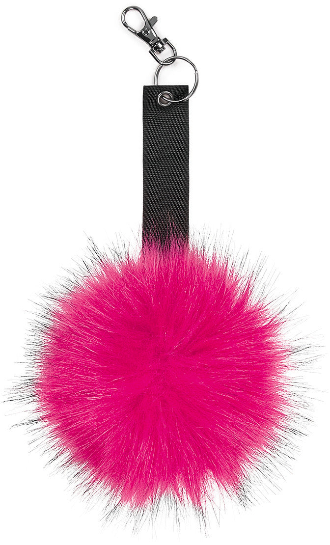 Faux fur pom pom keyring