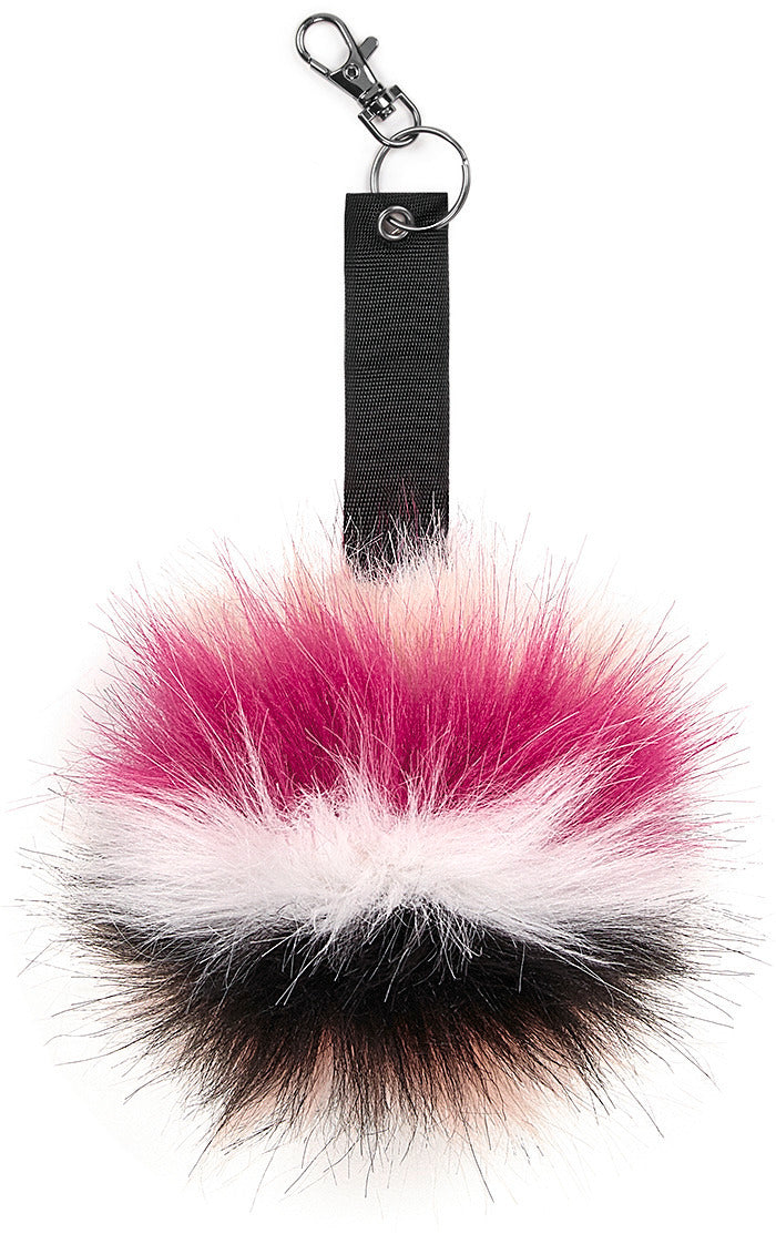 Faux fur pom pom keyring