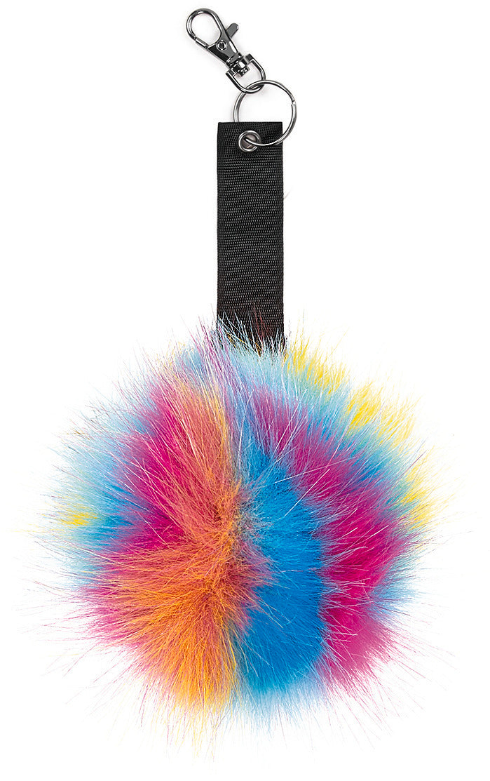 Faux fur pom pom keyring