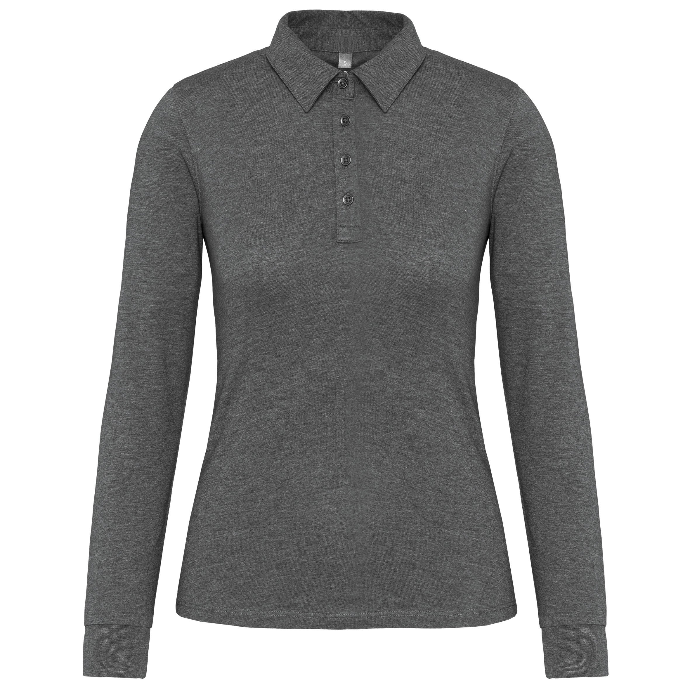 Women's long-sleeved jersey polo shirt