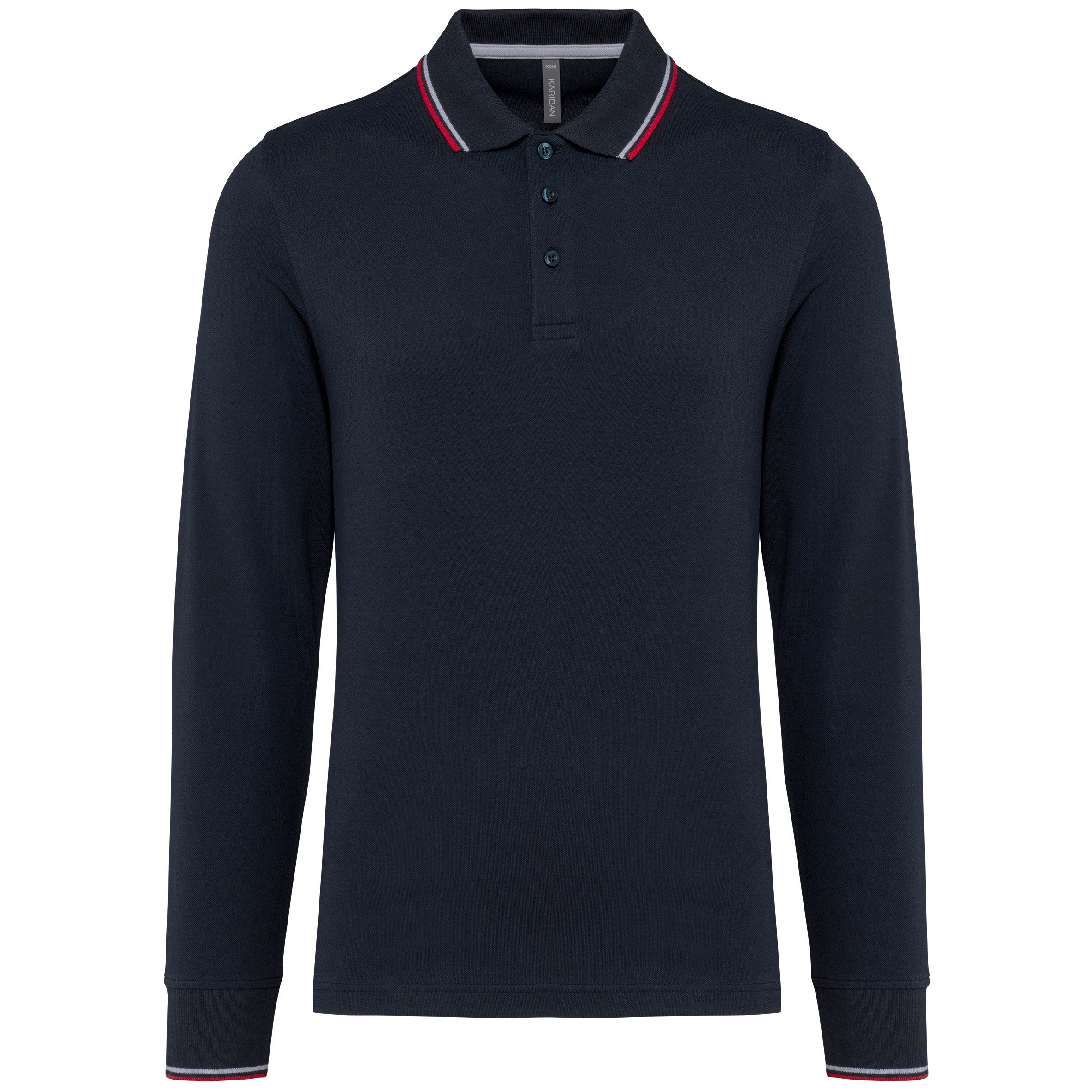 Polo maille piquée manches longues homme