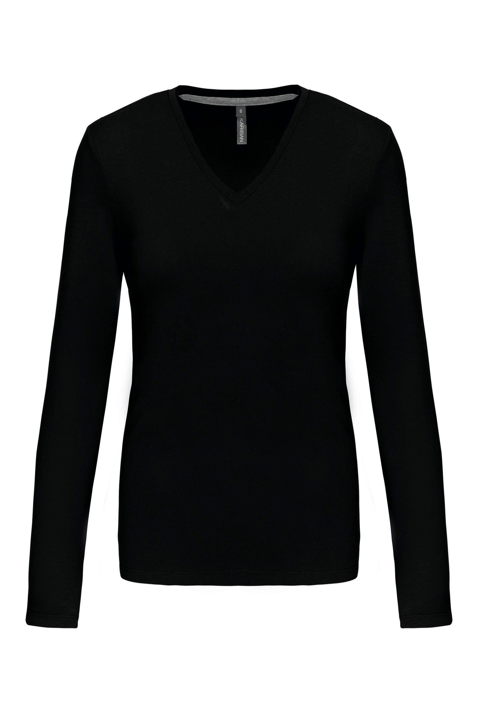 T-shirt col V manches longues femme