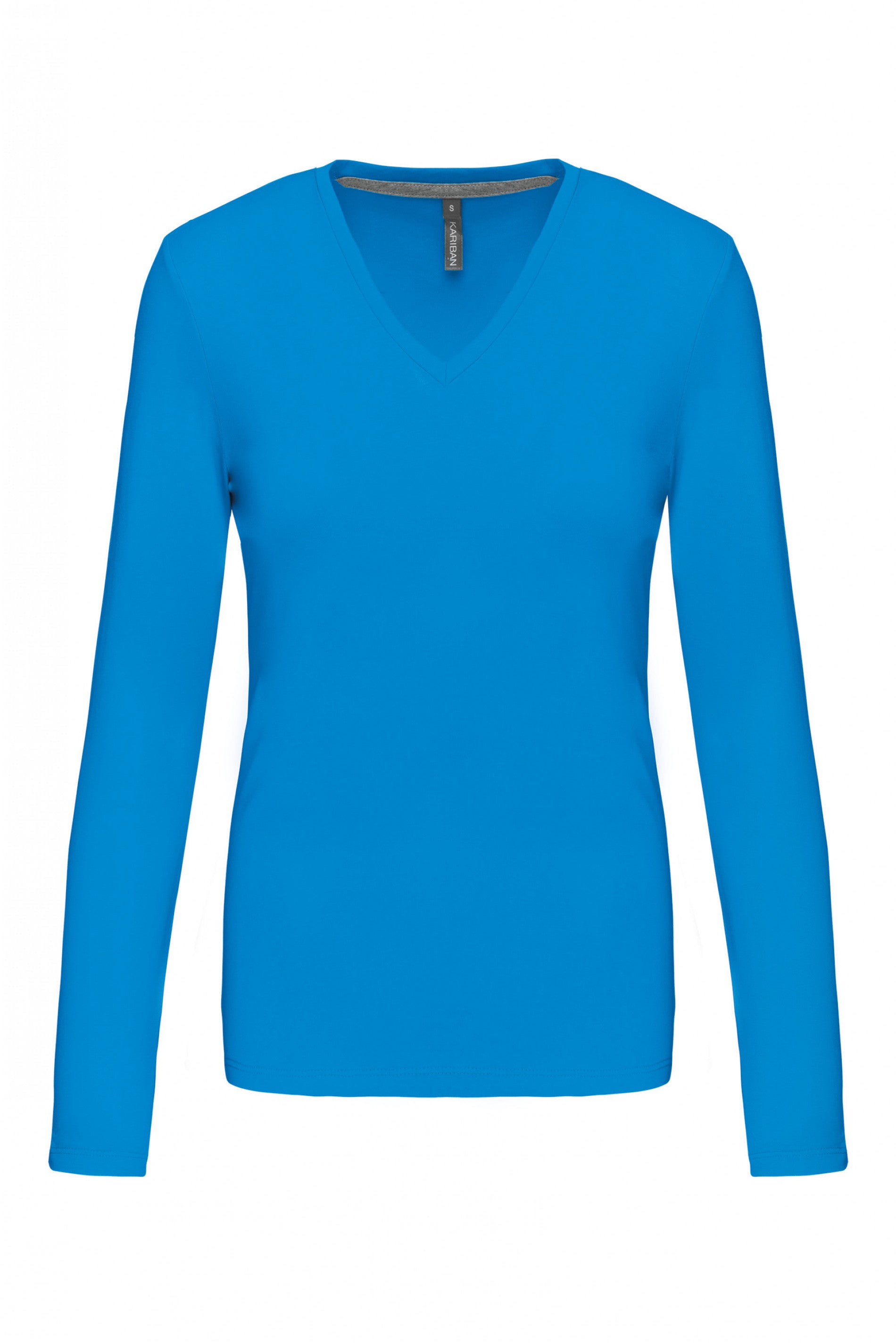 Dames T-shirt met V-hals en lange mouwen