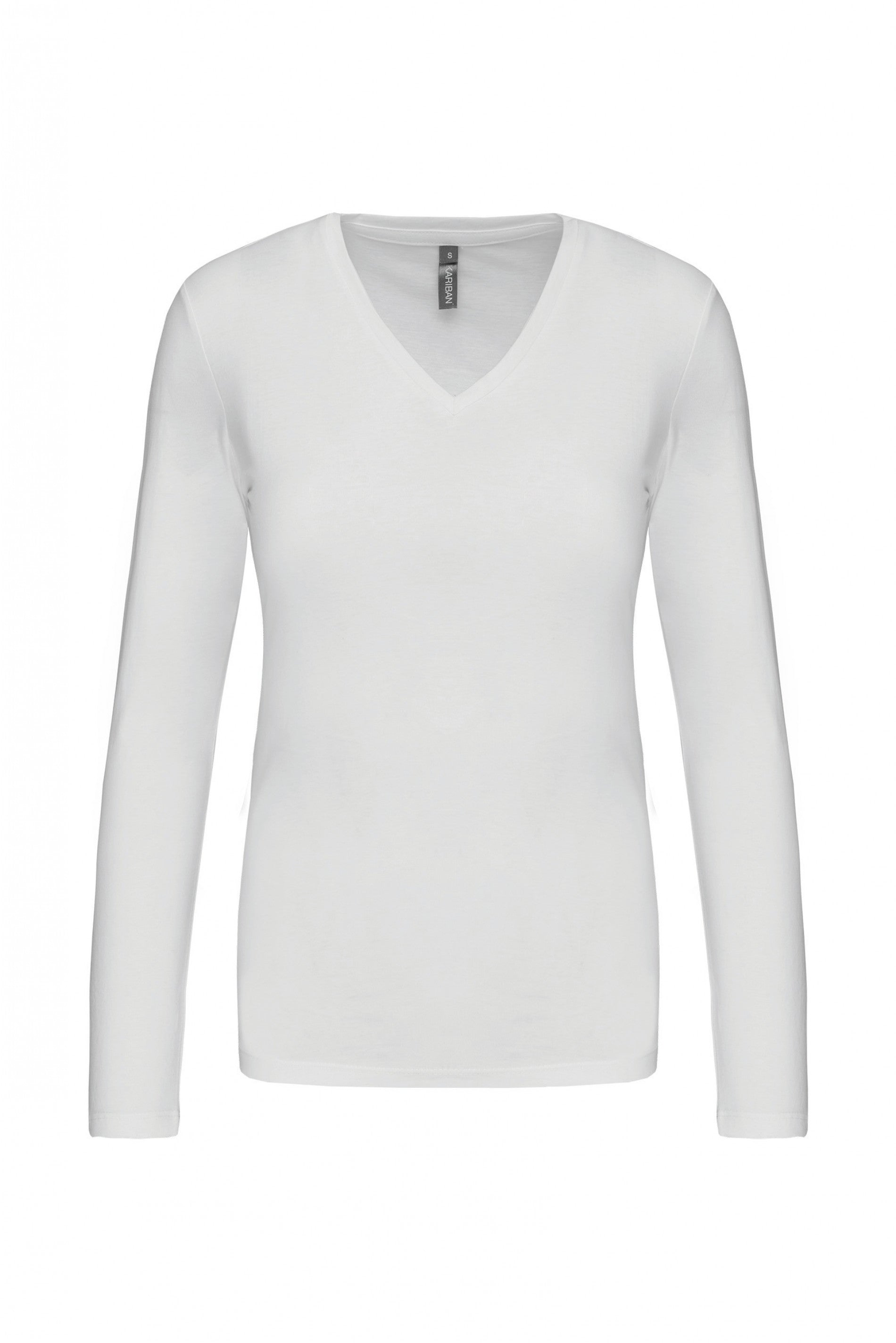 Dames T-shirt met V-hals en lange mouwen