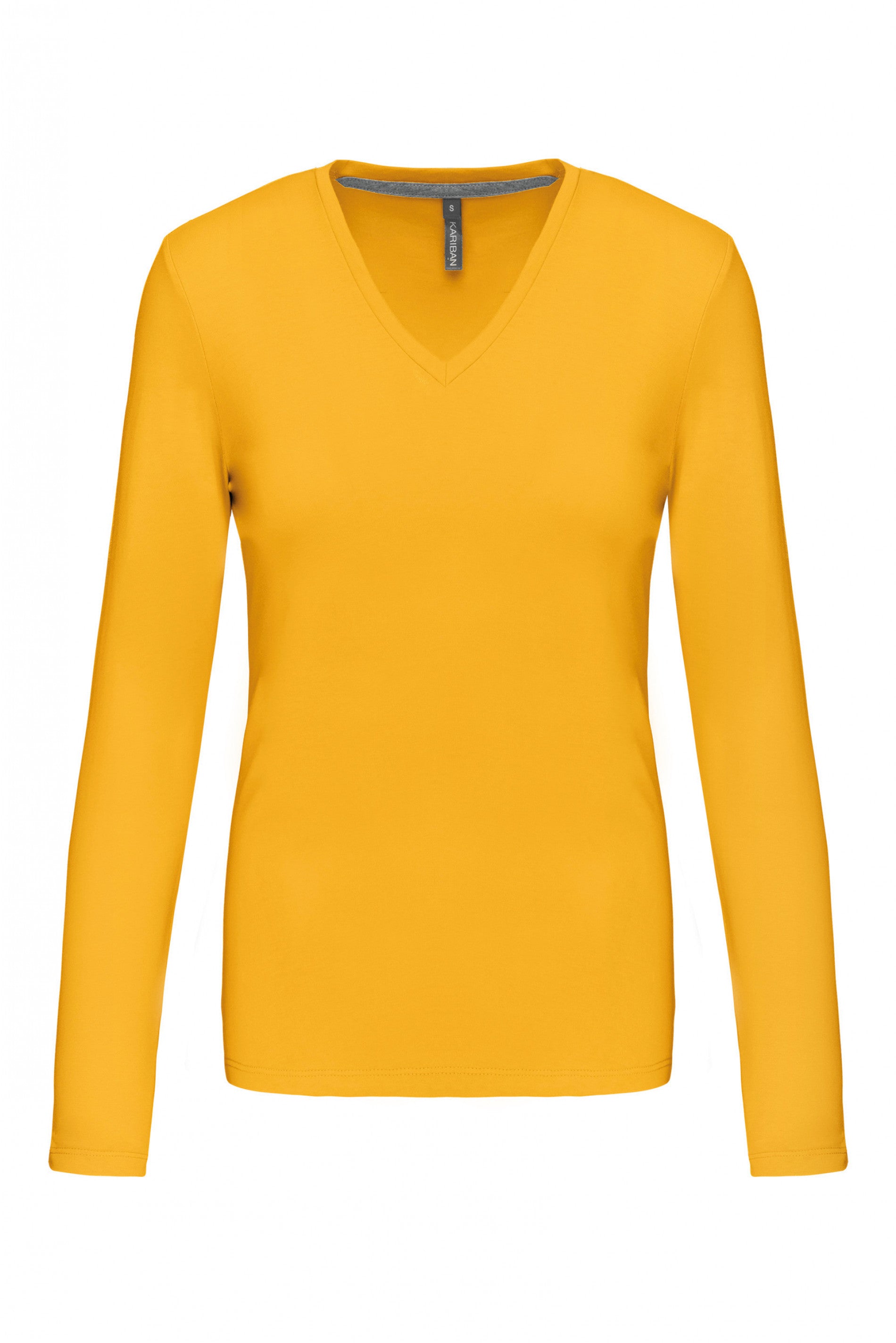 Dames T-shirt met V-hals en lange mouwen