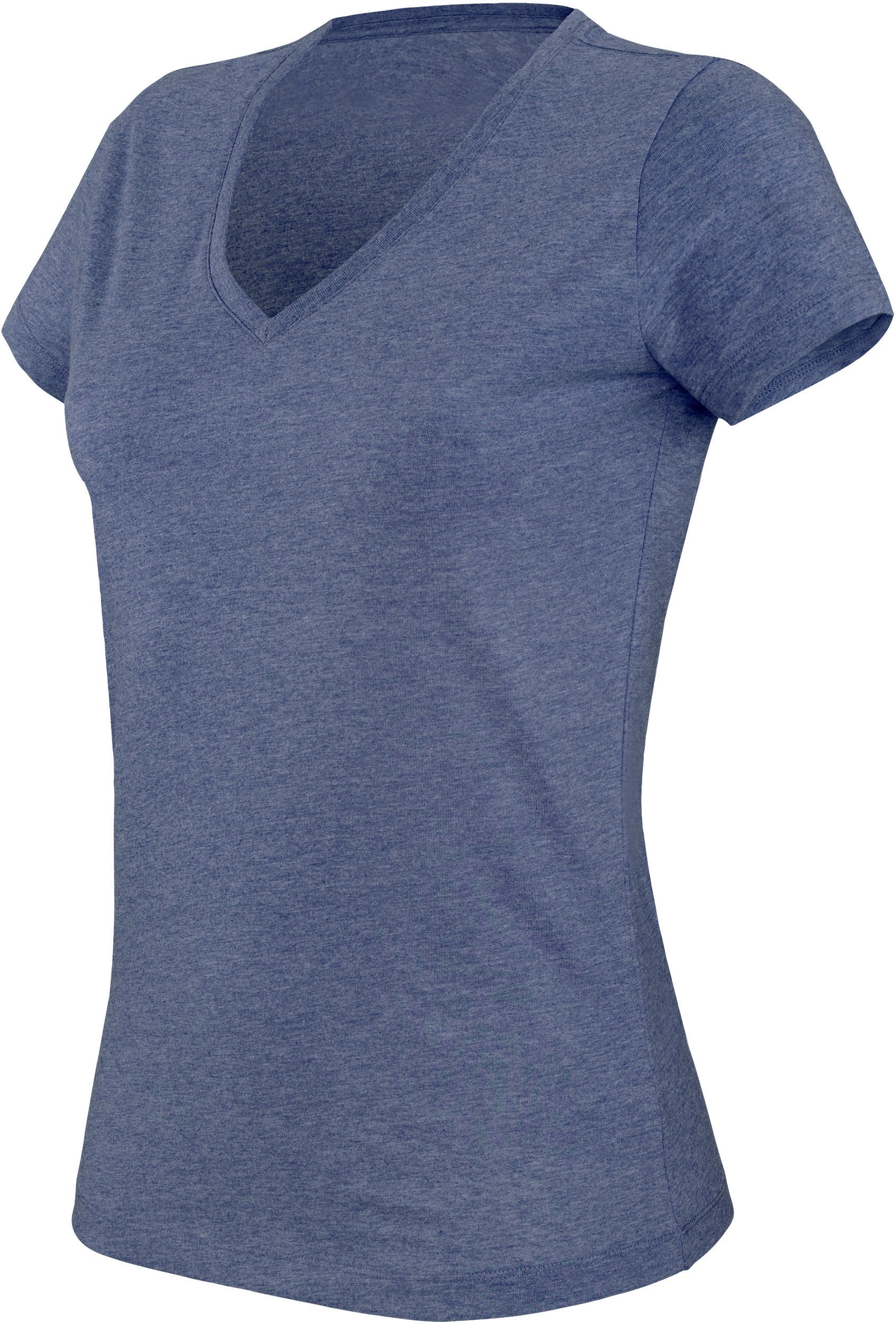 Kariban "melange" T-shirt met korte mouwen en V-hals voor dames