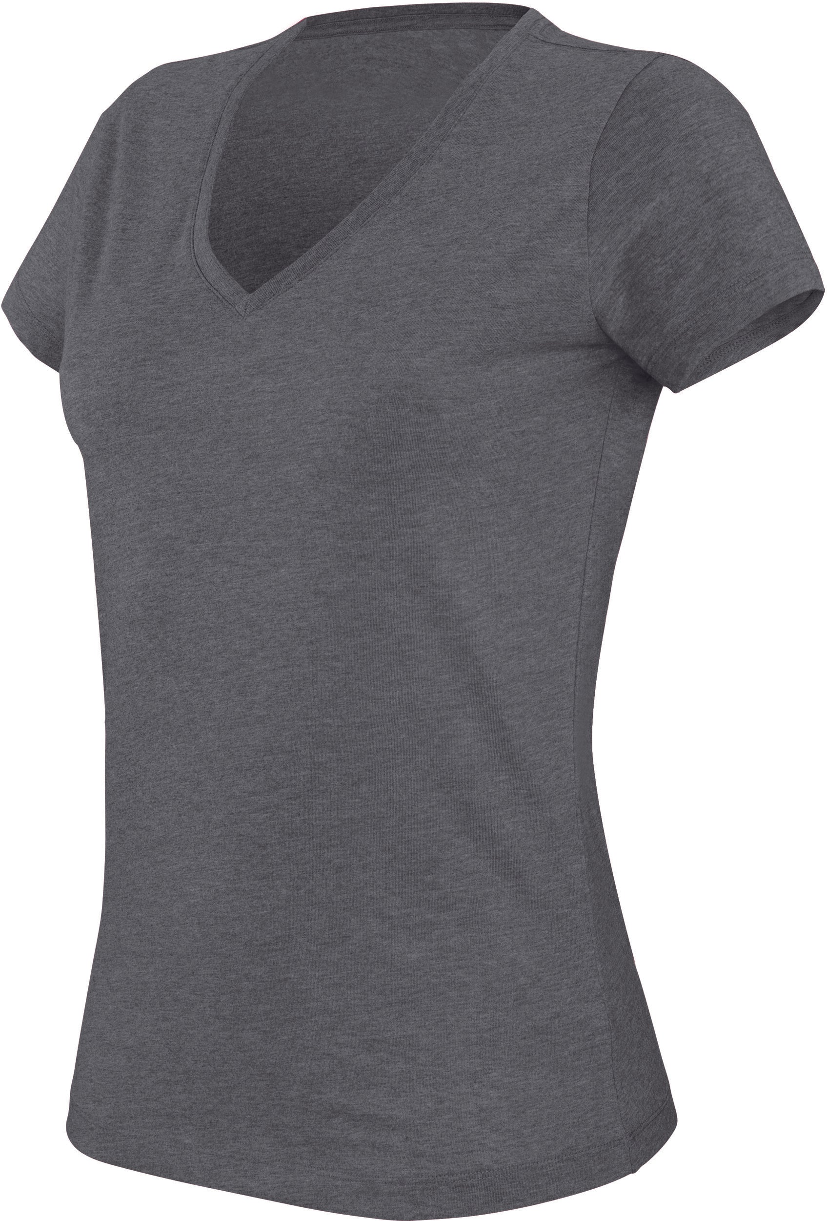 Kariban "melange" T-shirt met korte mouwen en V-hals voor dames