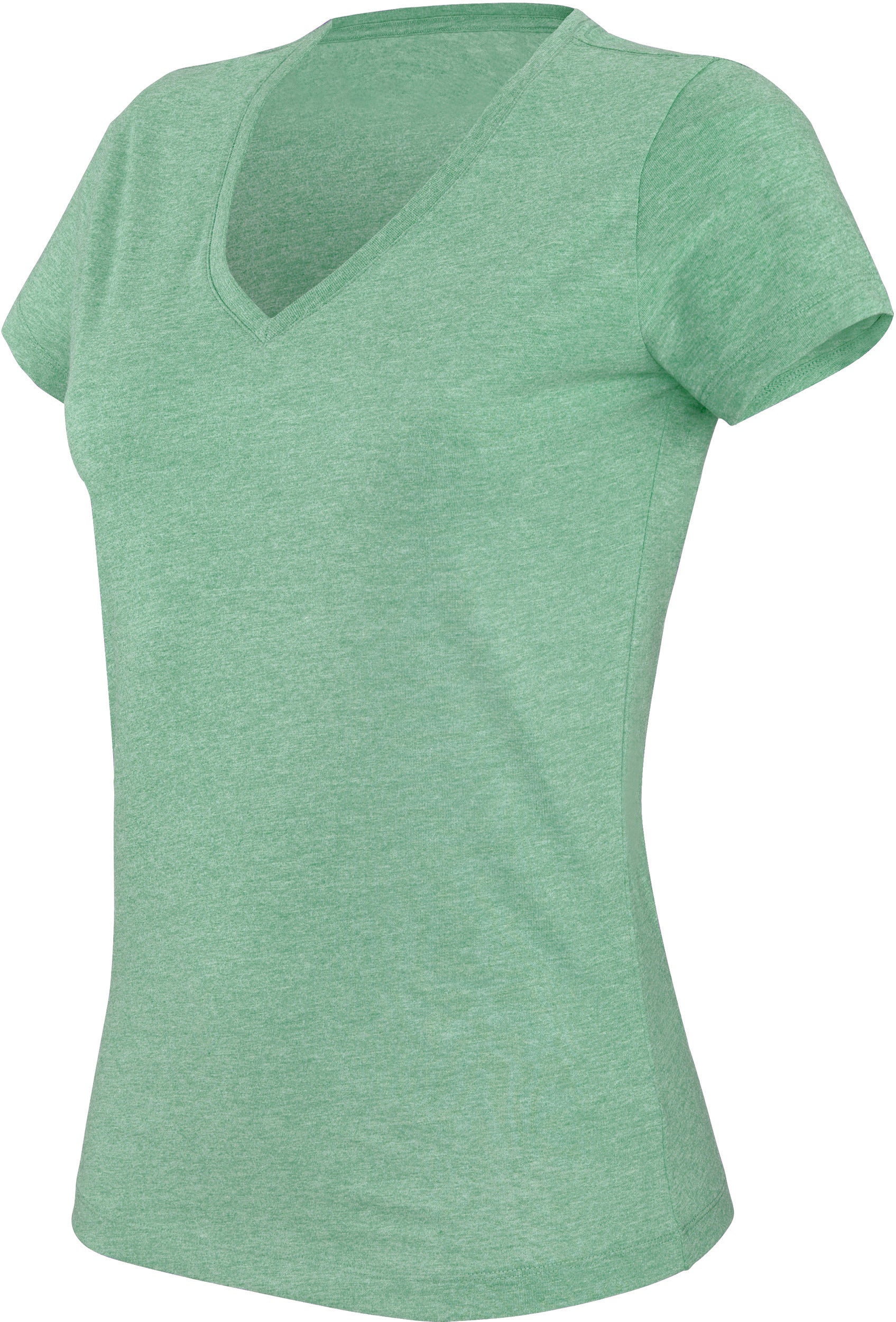 Kariban "melange" T-shirt met korte mouwen en V-hals voor dames