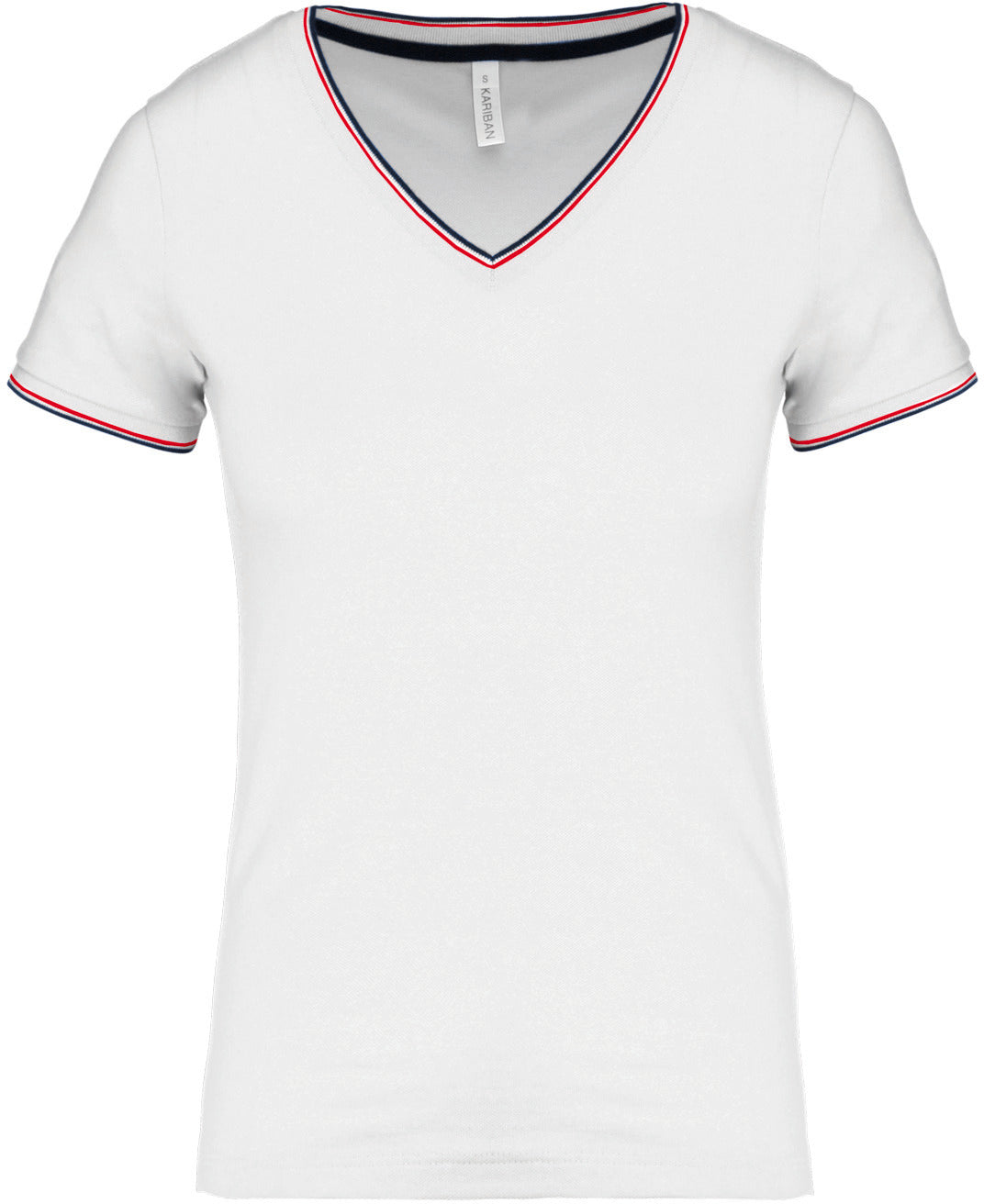 Dames T-shirt van piquétricot met V-hals