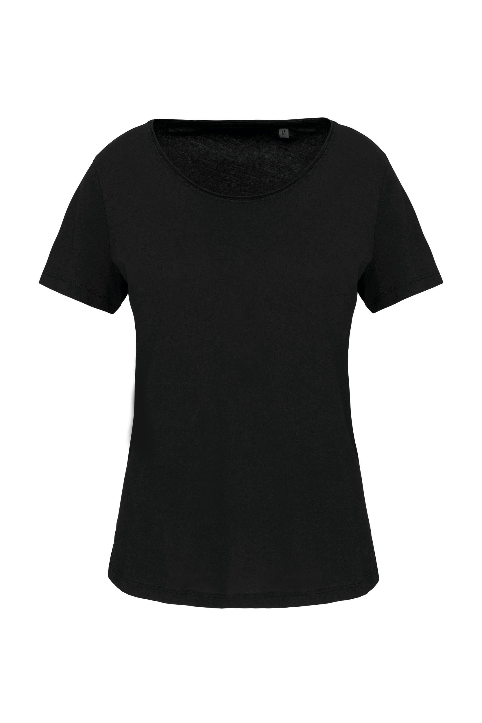 Biologisch T-shirt met korte mouwen en onbewerkte kraag voor dames