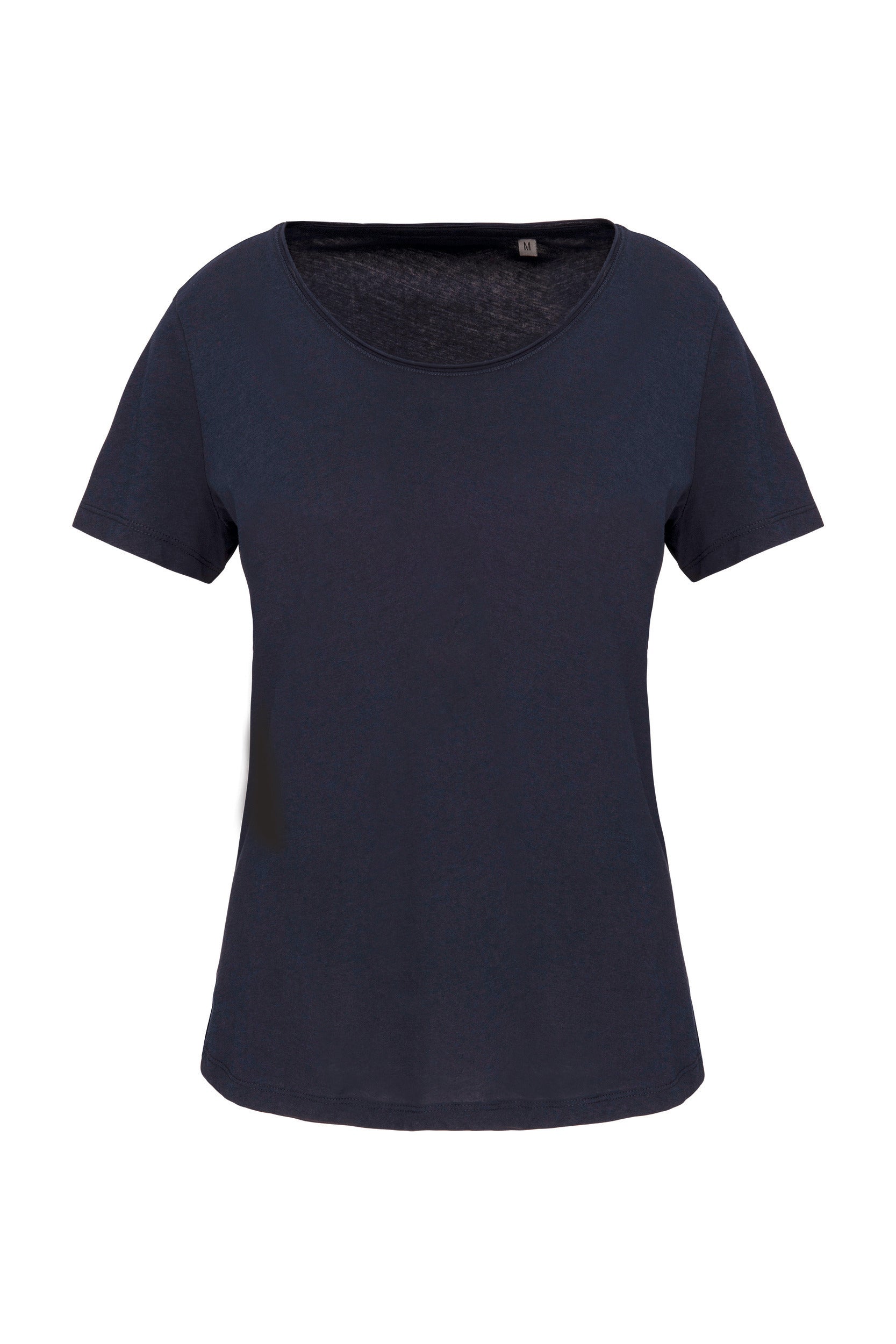 Biologisch T-shirt met korte mouwen en onbewerkte kraag voor dames