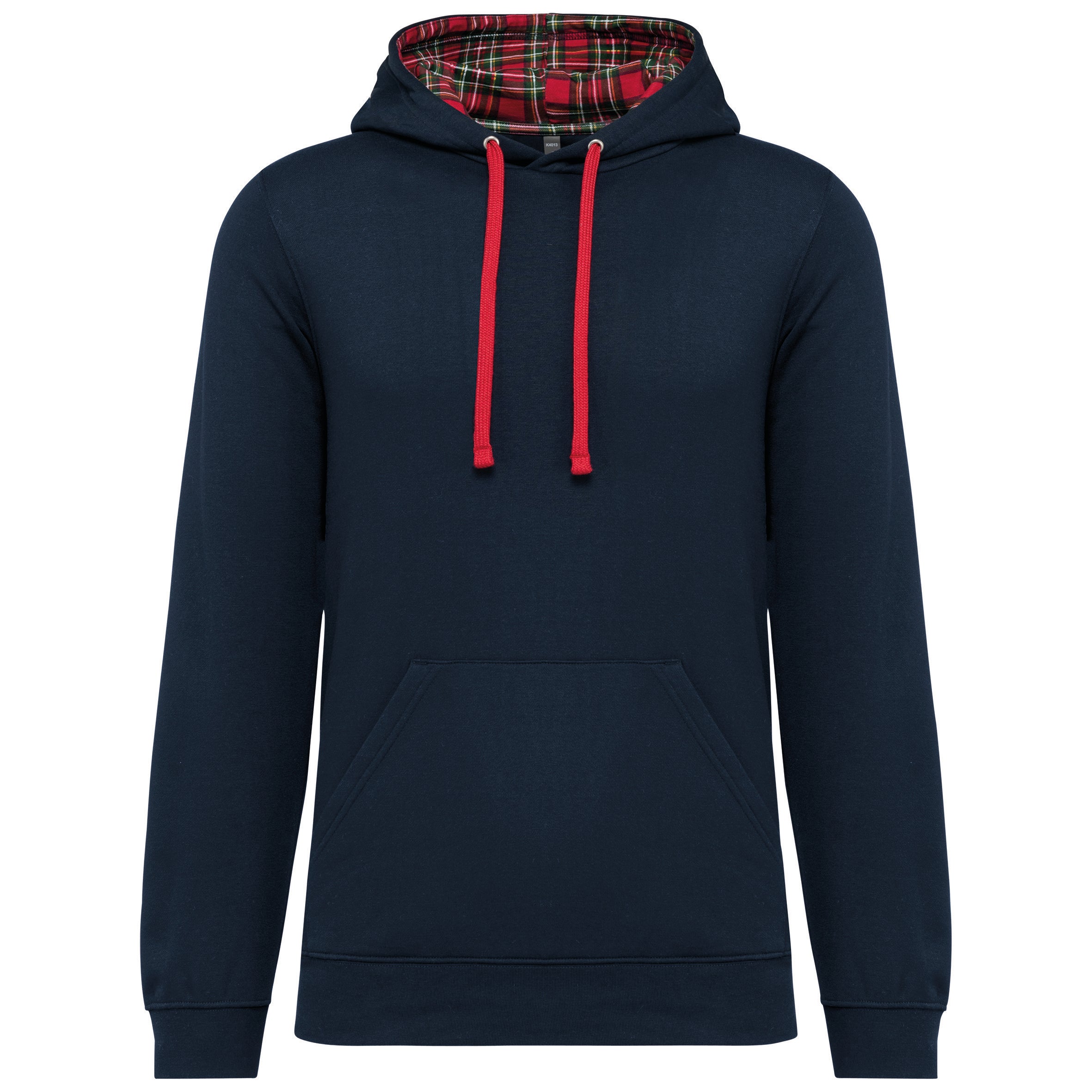 Uniseks sweatshirt met capuchon en contrasterend patroon