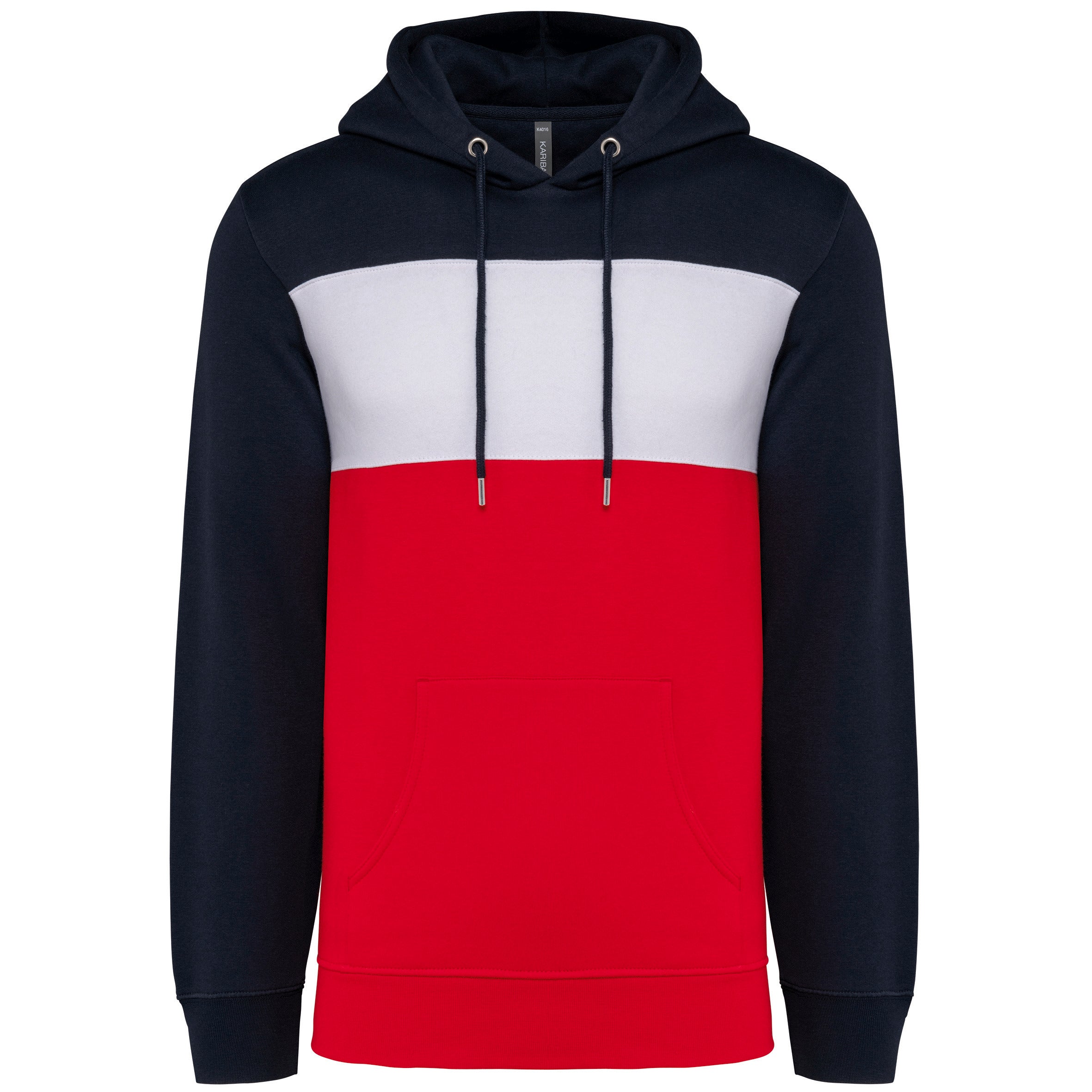 Sweat-shirt tricolore à capuche unisexe