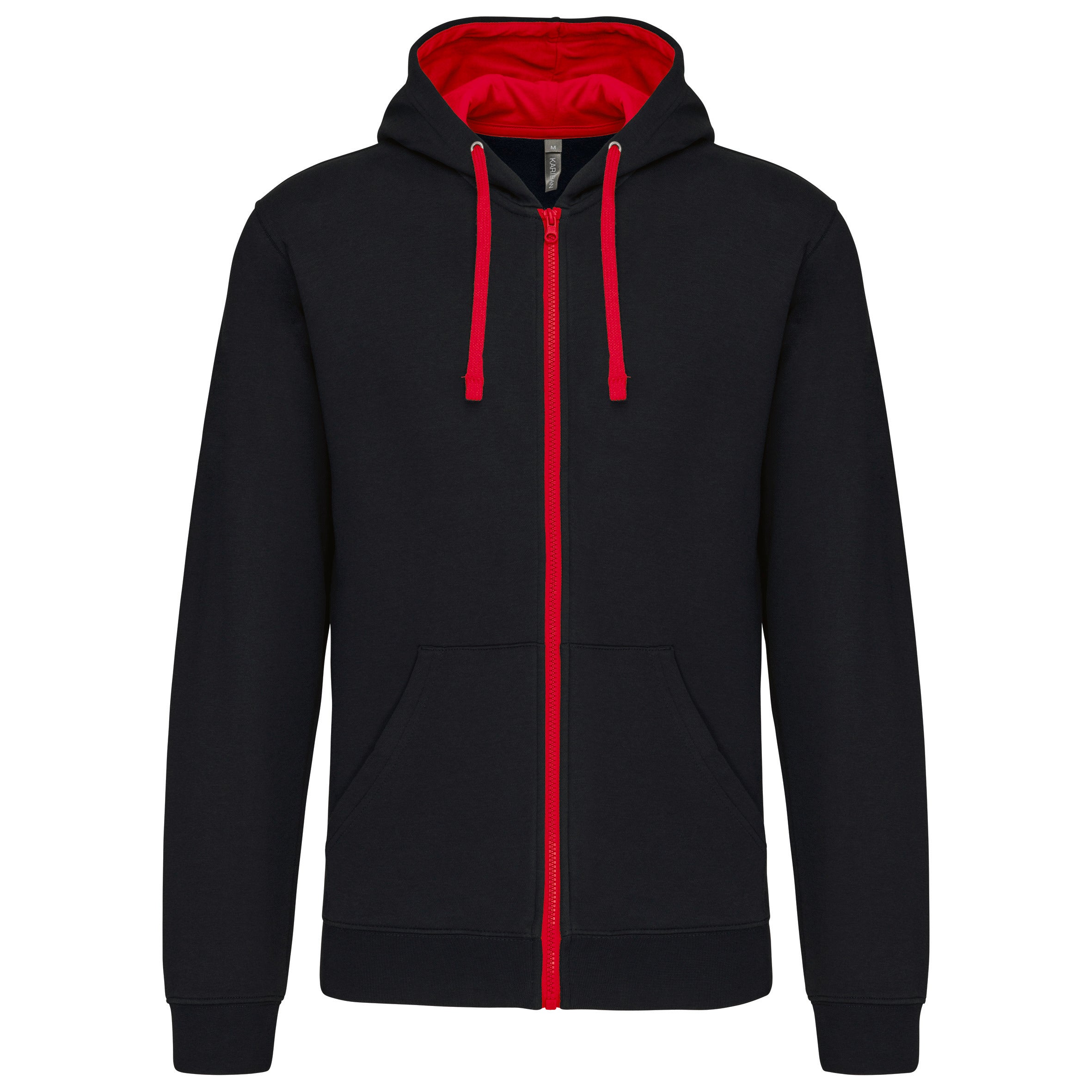 Sweat-shirt zippé capuche contrastée