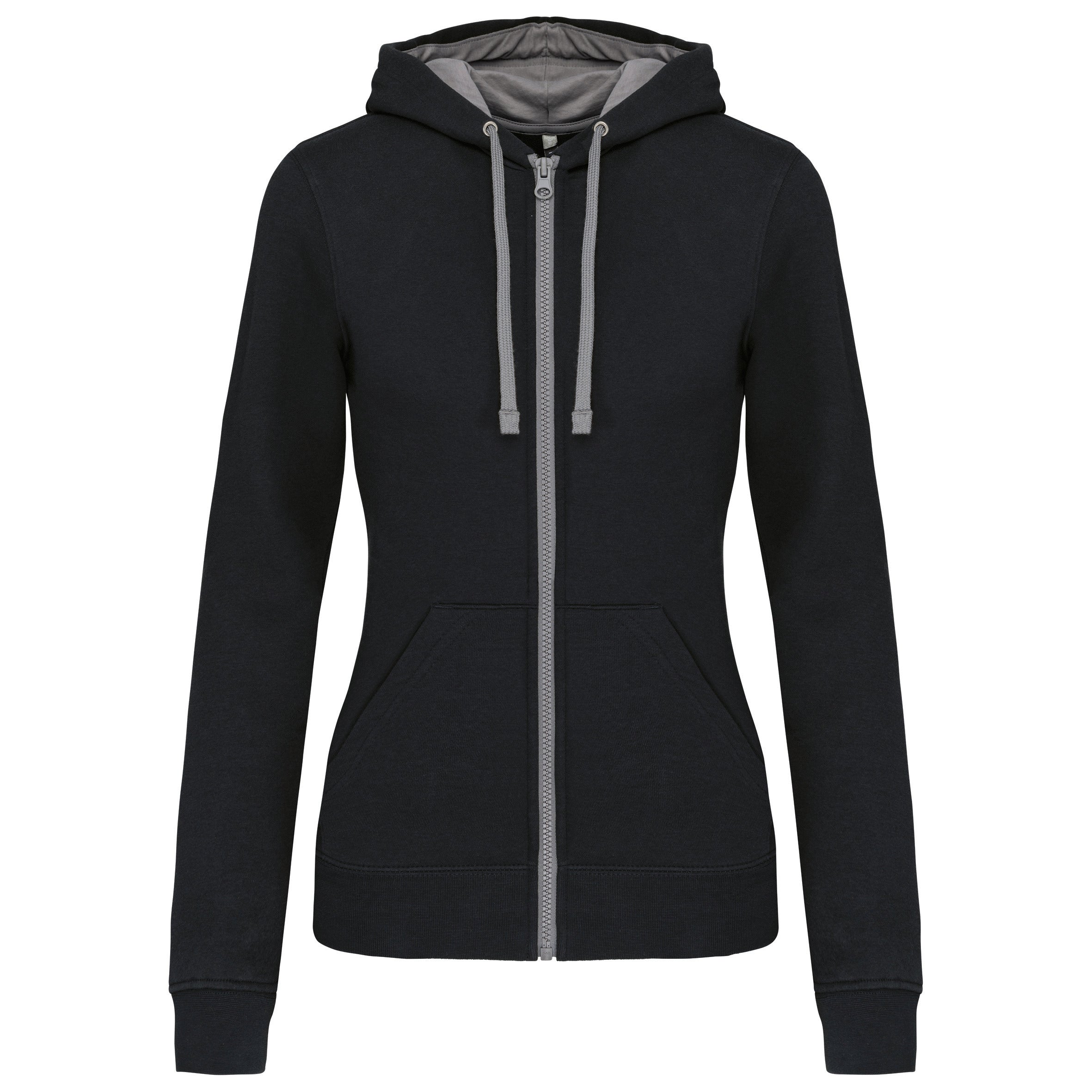 Damessweatshirt met contrasterende capuchon en rits