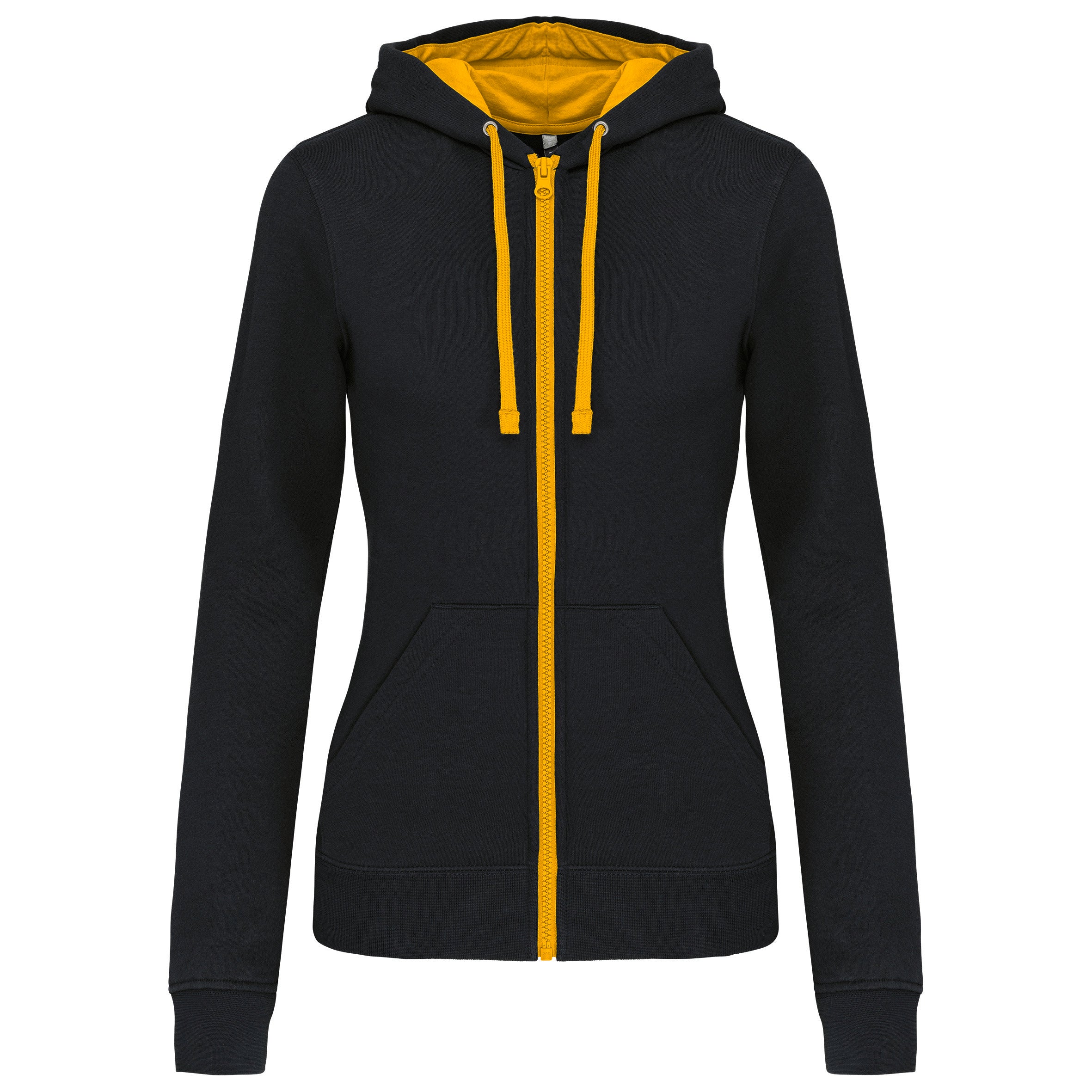 Damessweatshirt met contrasterende capuchon en rits