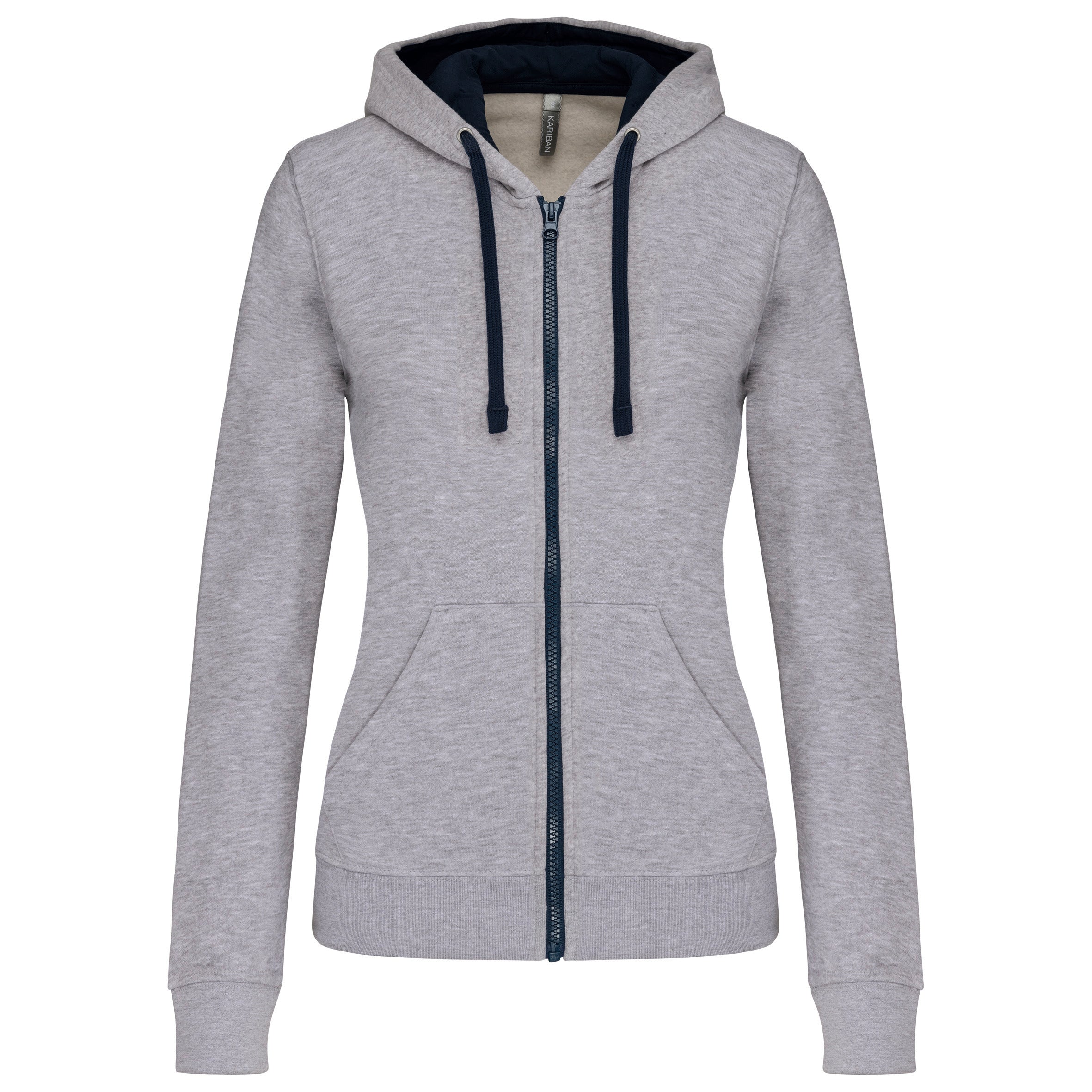 Damessweatshirt met contrasterende capuchon en rits