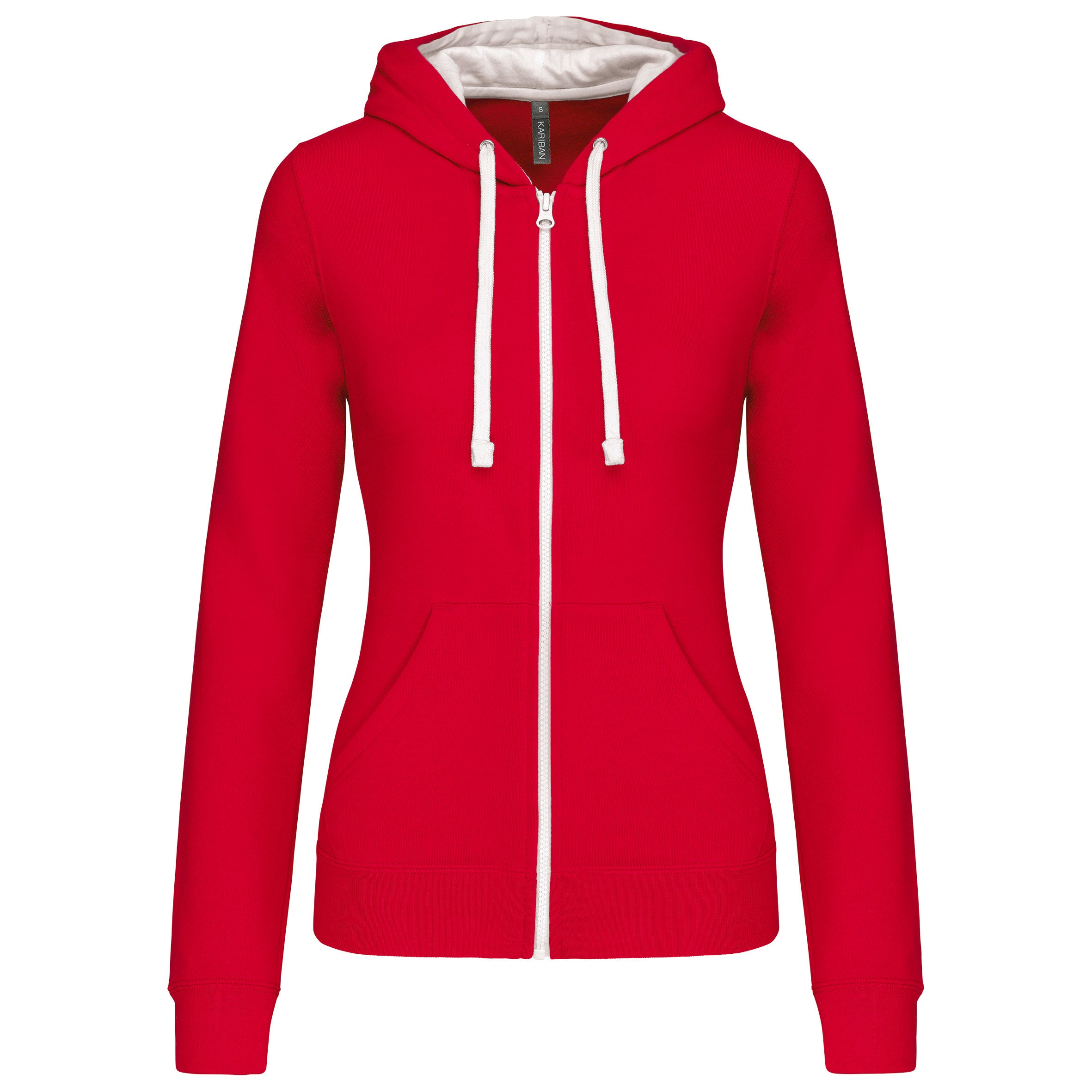 Damessweatshirt met contrasterende capuchon en rits