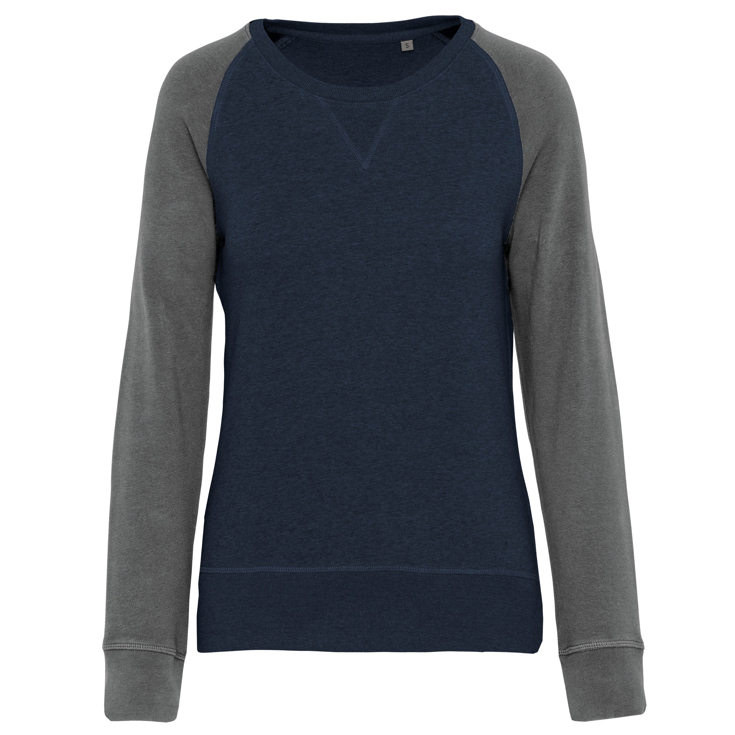 Women's organic two-tone round neck raglan sleeve sweatshirt