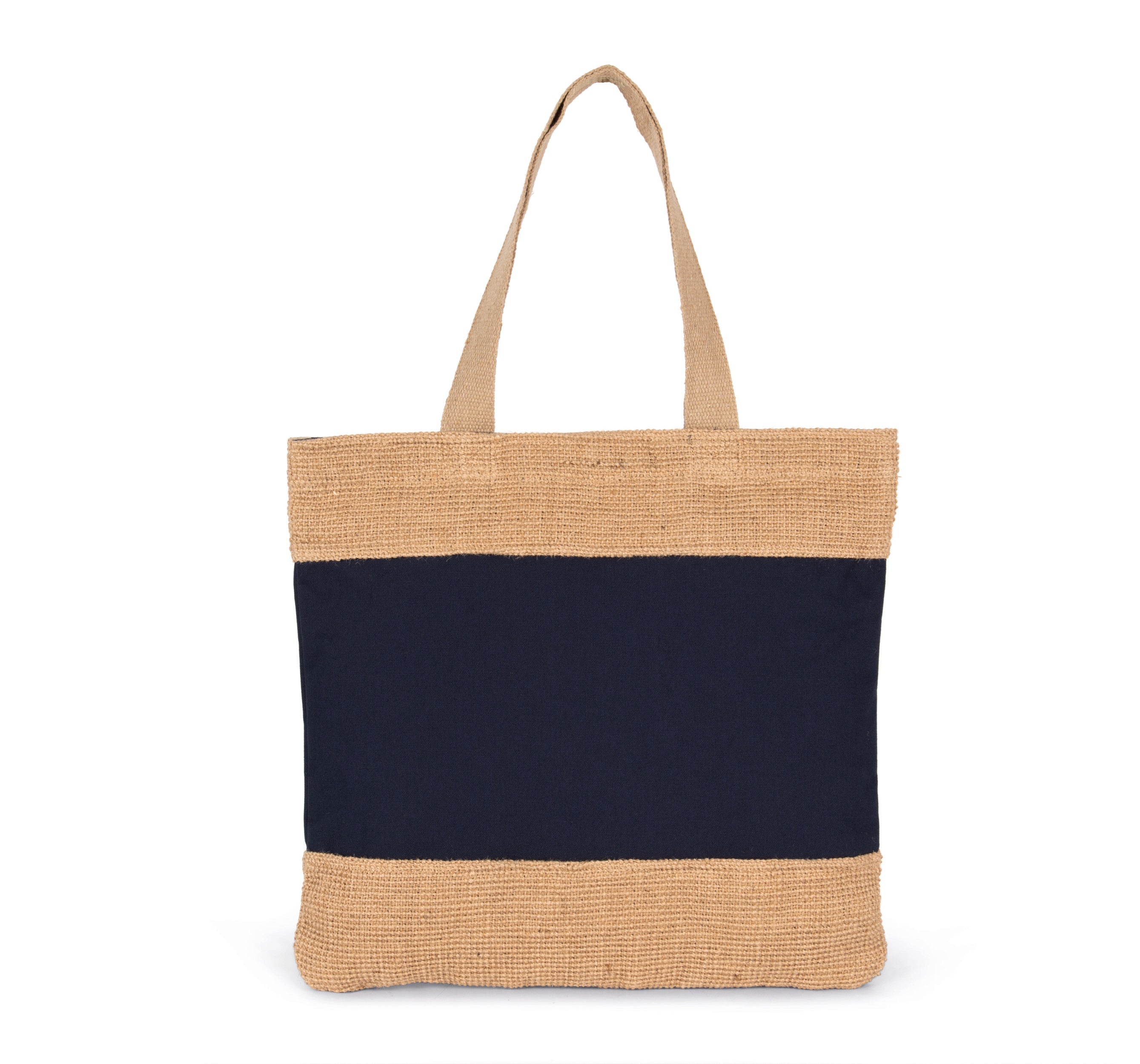 Shopping bag in cotton and braided jute threads