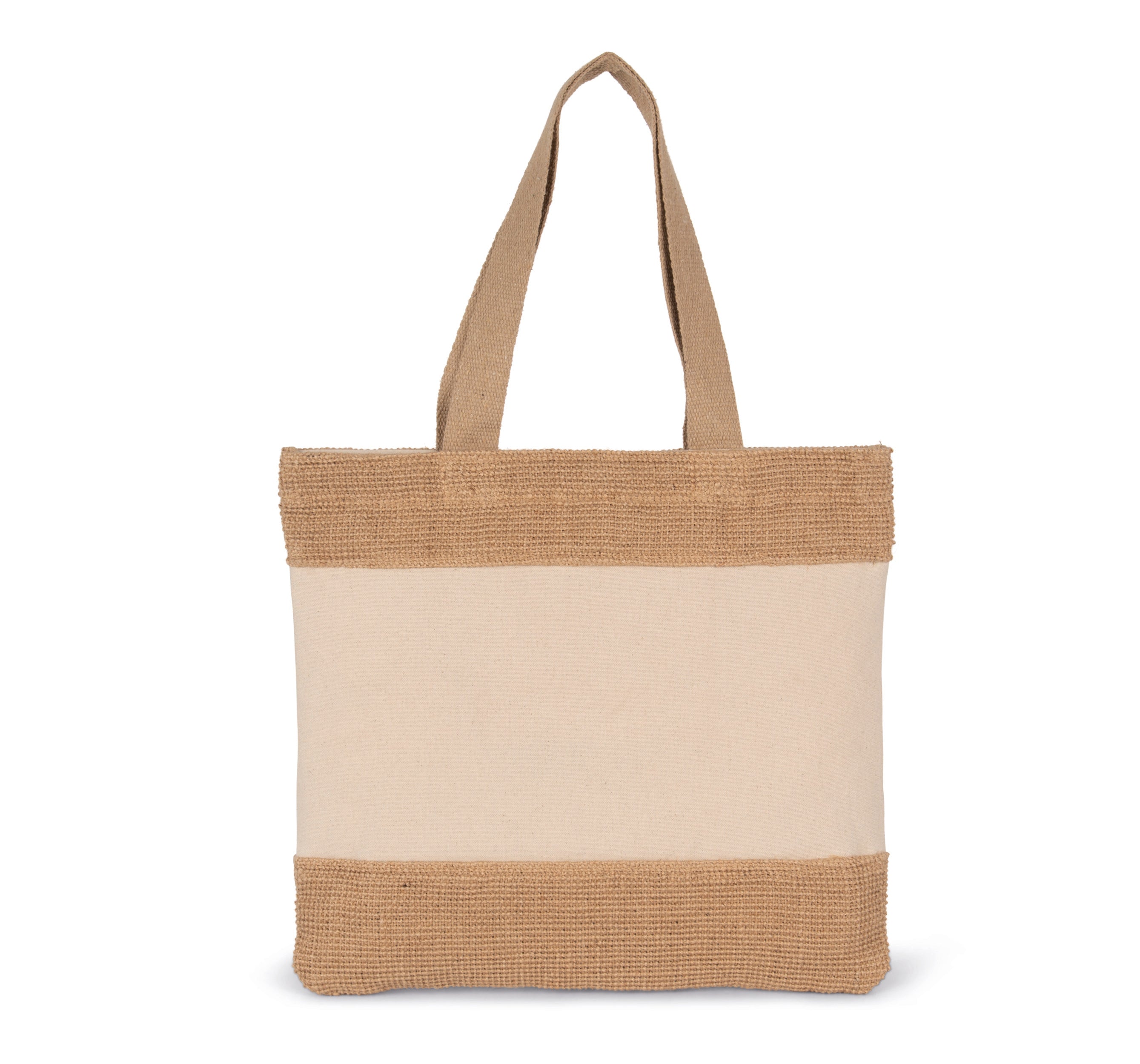 Shopping bag in cotton and braided jute threads
