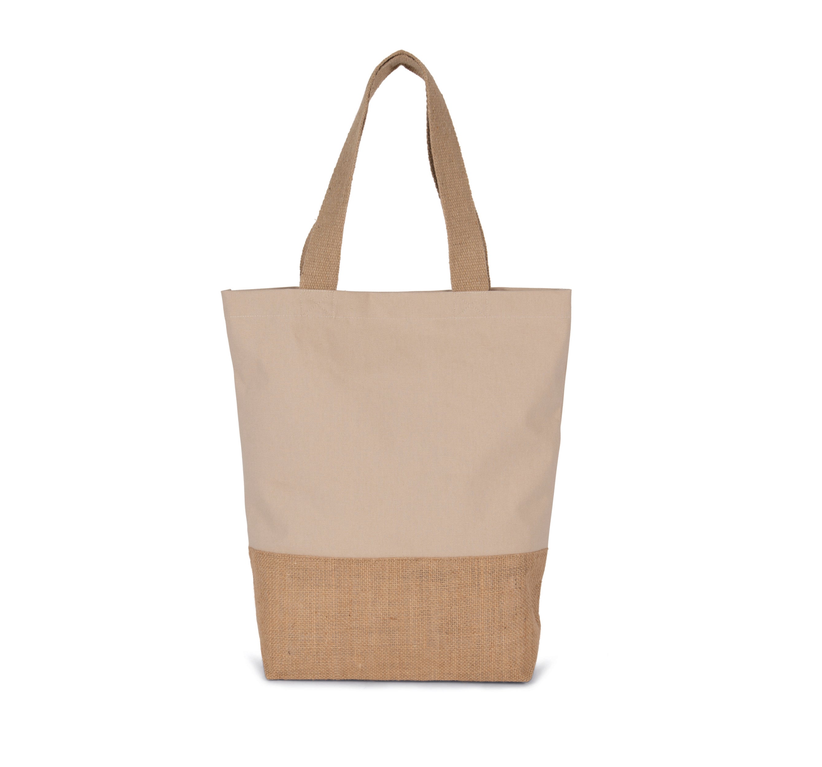 Shopping bag in cotton and laminated jute yarn