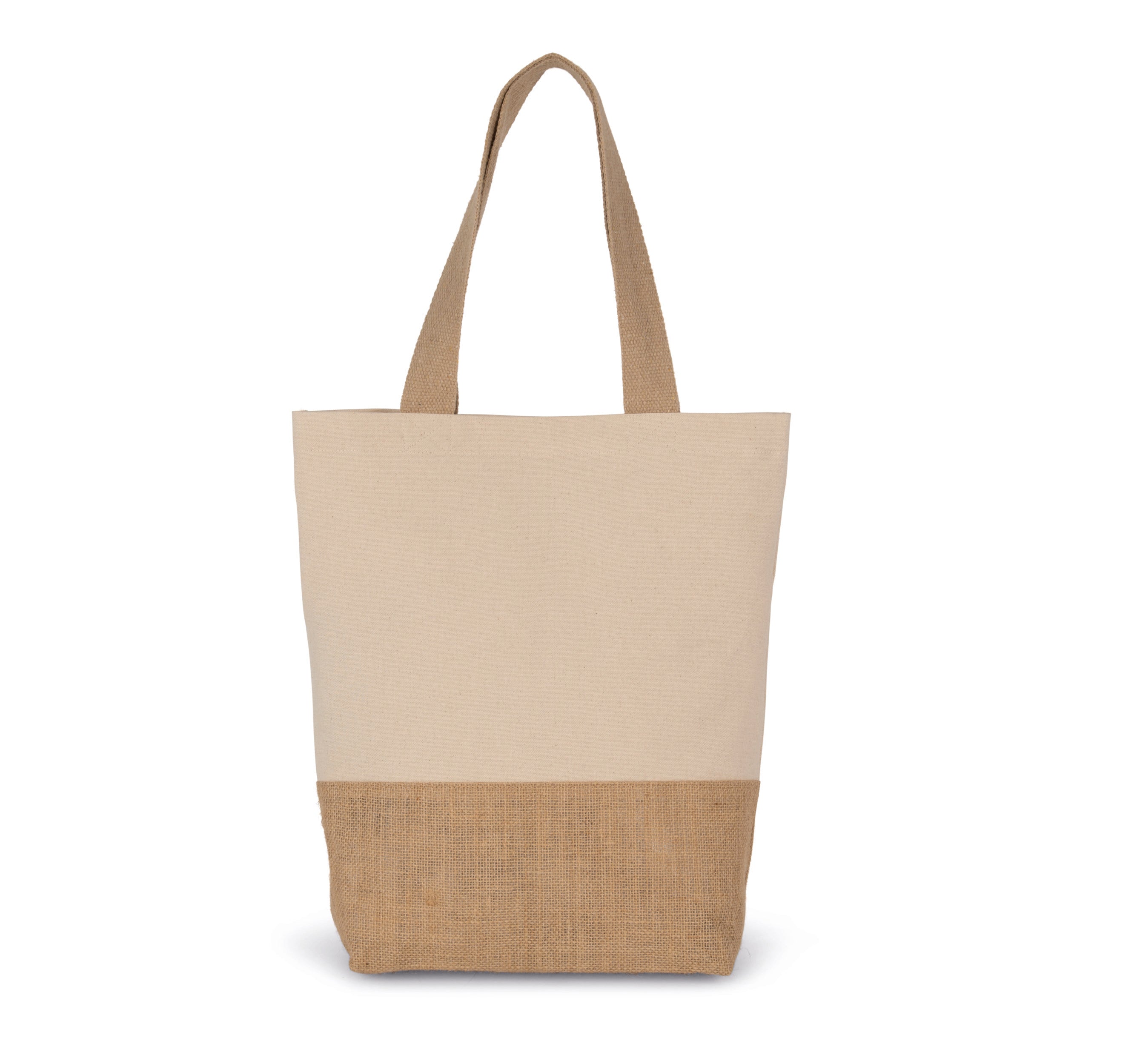 Shopping bag in cotton and laminated jute yarn