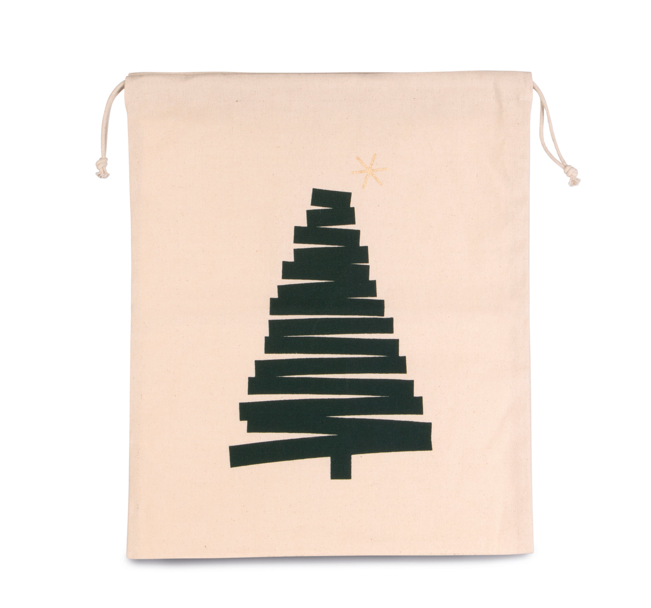 Sac coton à cordon motif sapin