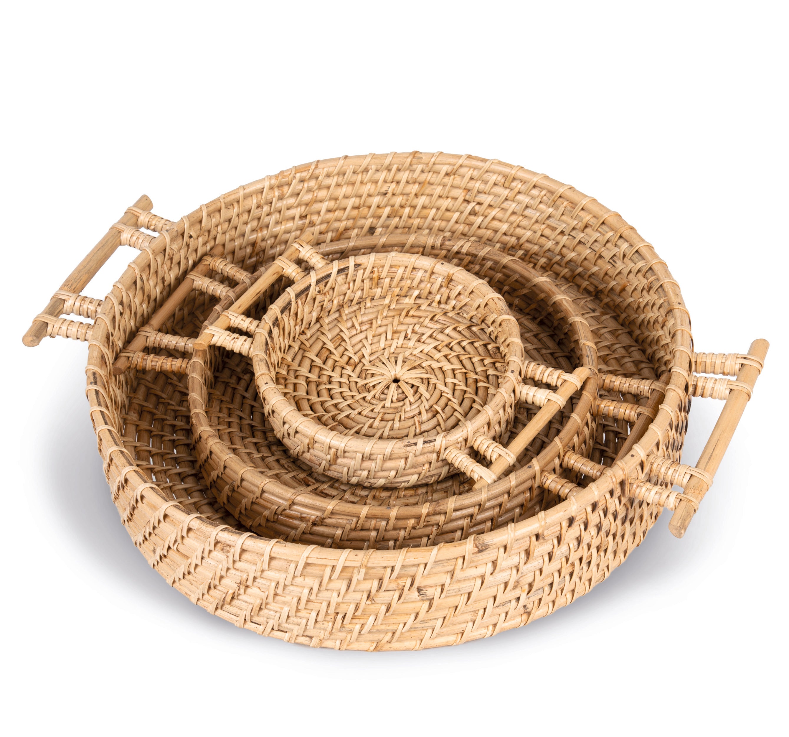 Panier plat en rotin tressé à la main