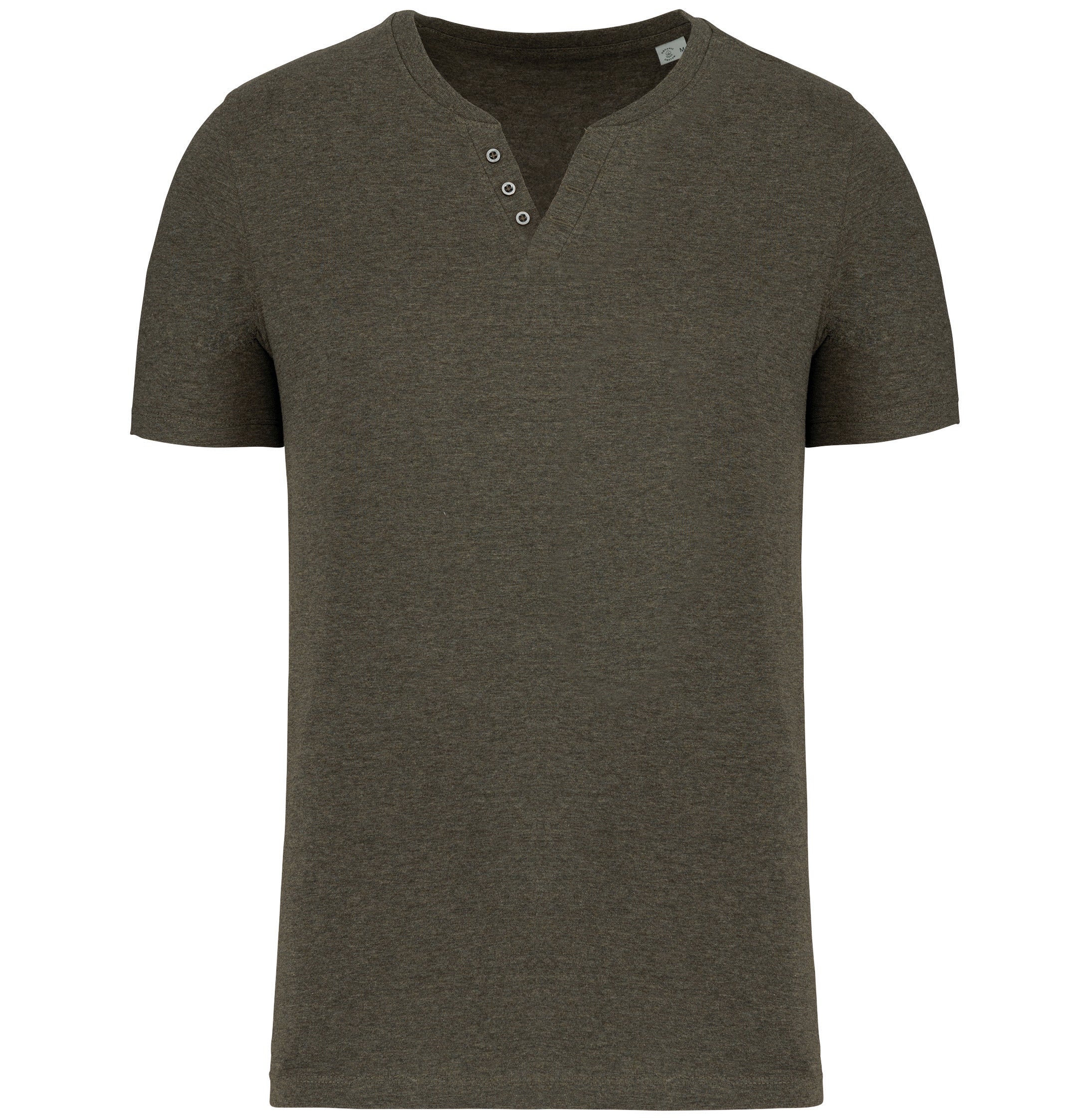T-shirt écoresponsable henley manches courtes homme - 140 g