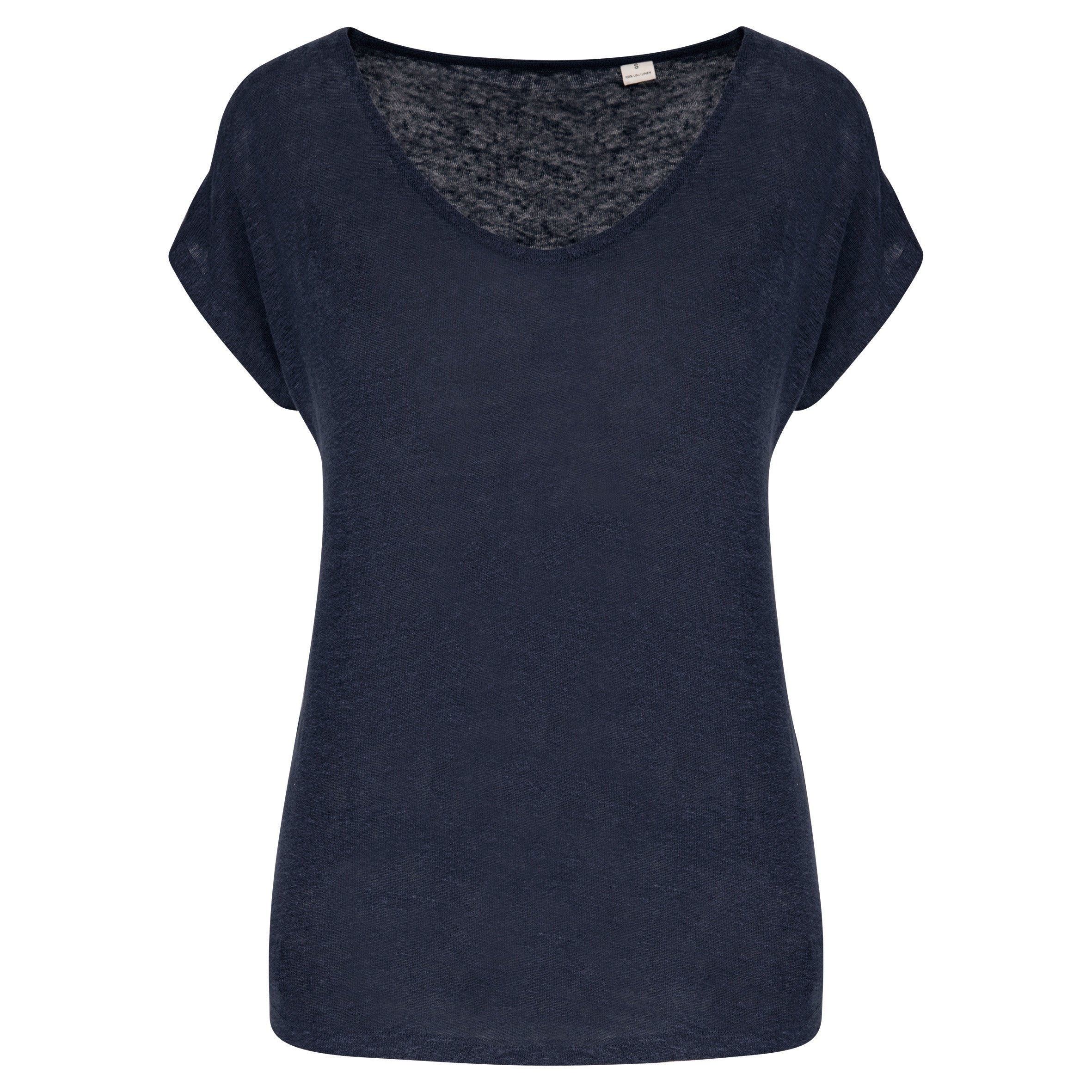 T-shirt en lin col V femme - 190g