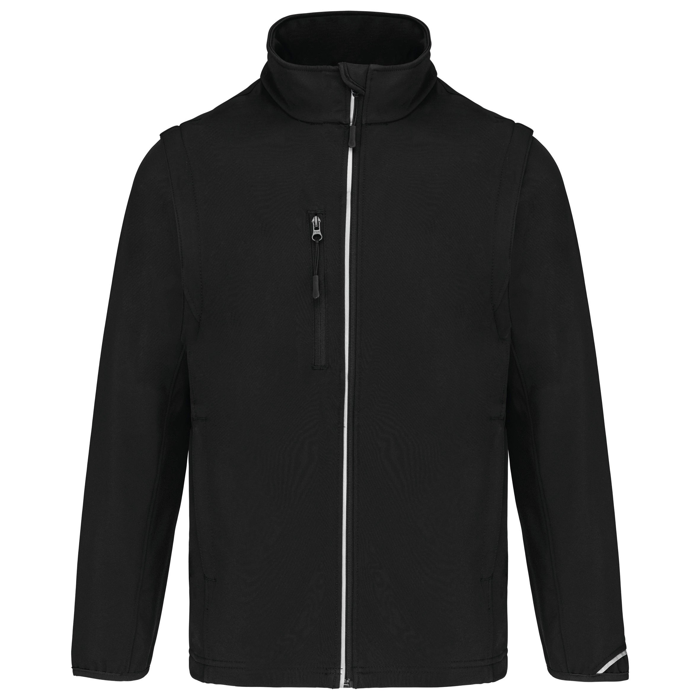 Unisex sports softshell jacket with detachable sleeves
