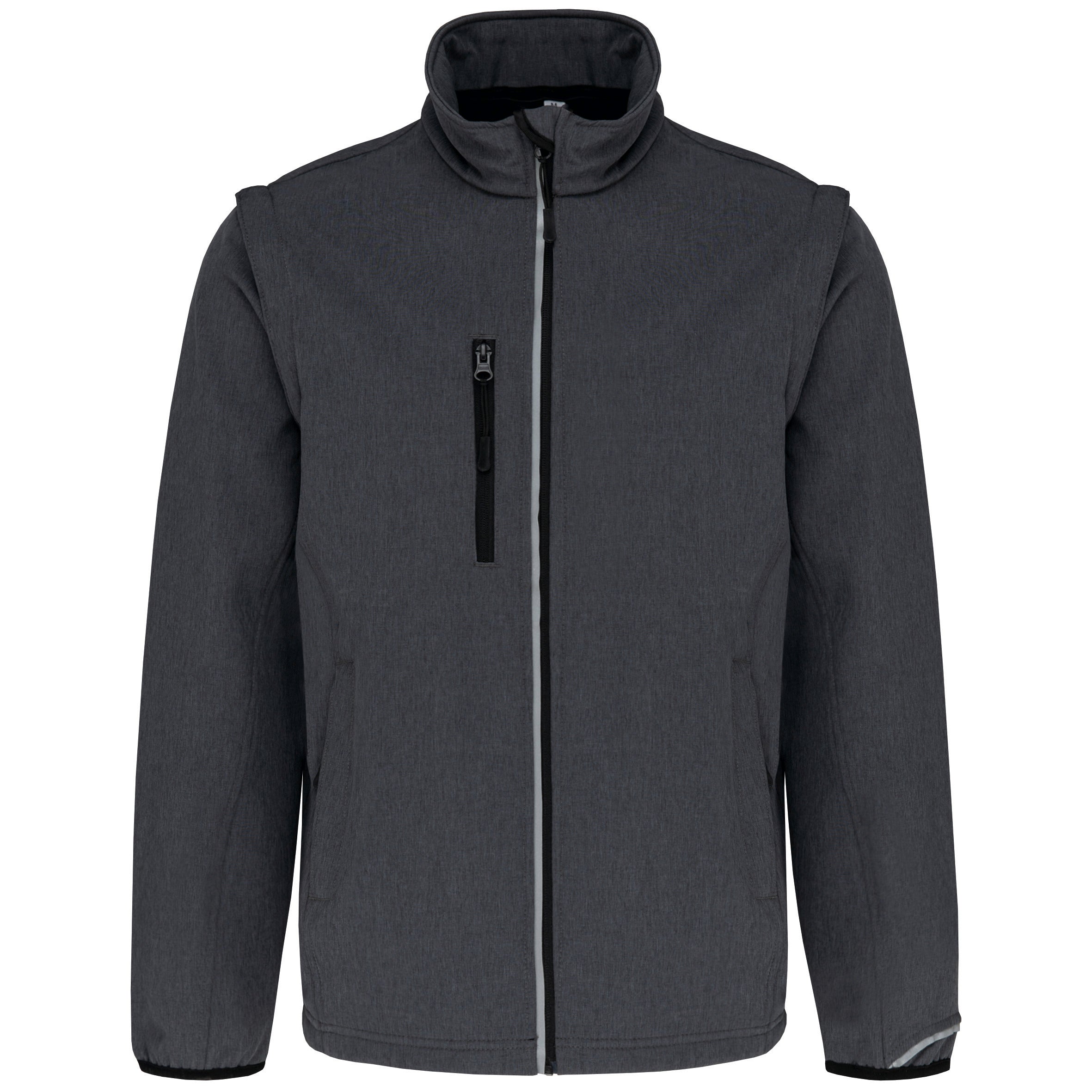 Unisex sports softshell jacket with detachable sleeves