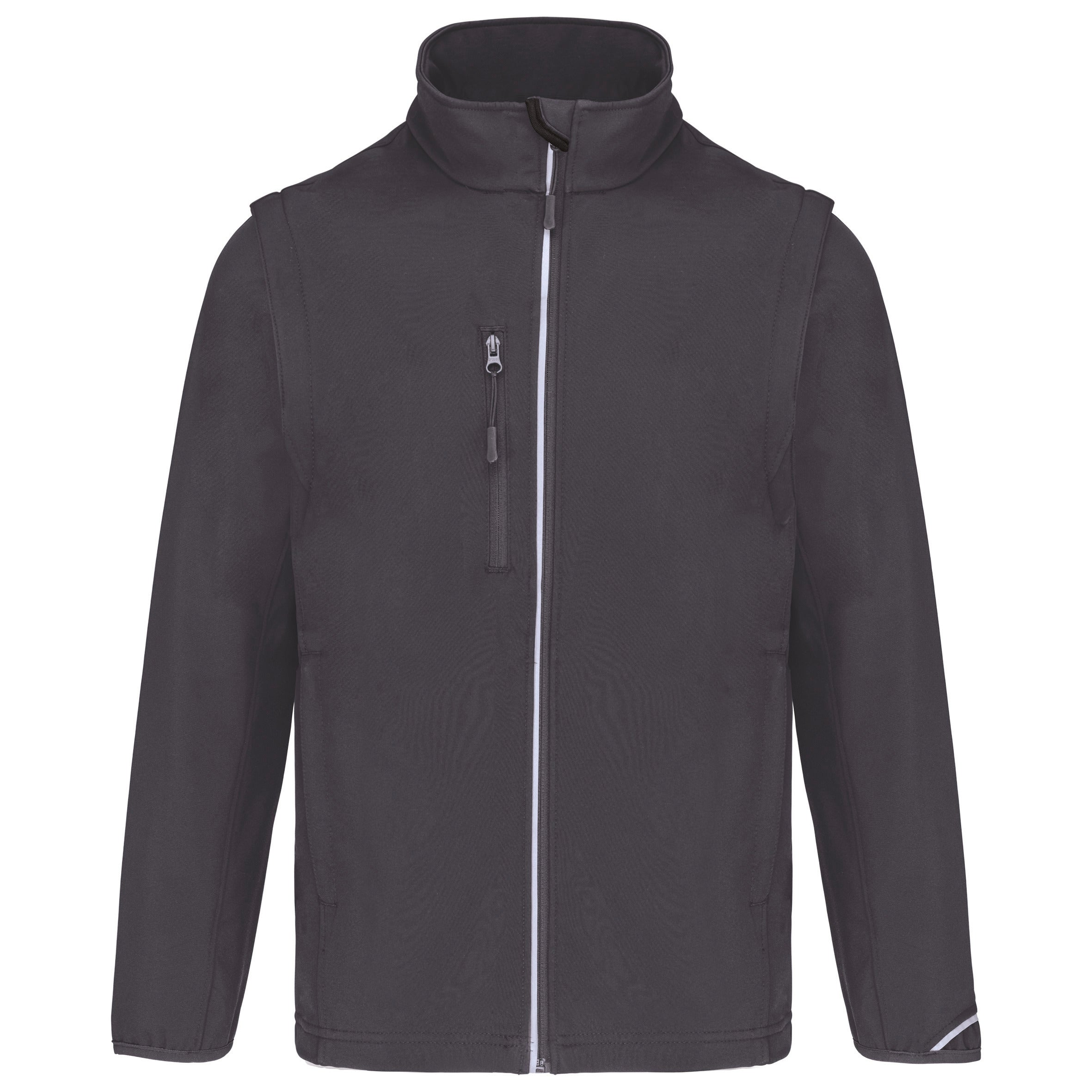 Unisex sports softshell jacket with detachable sleeves