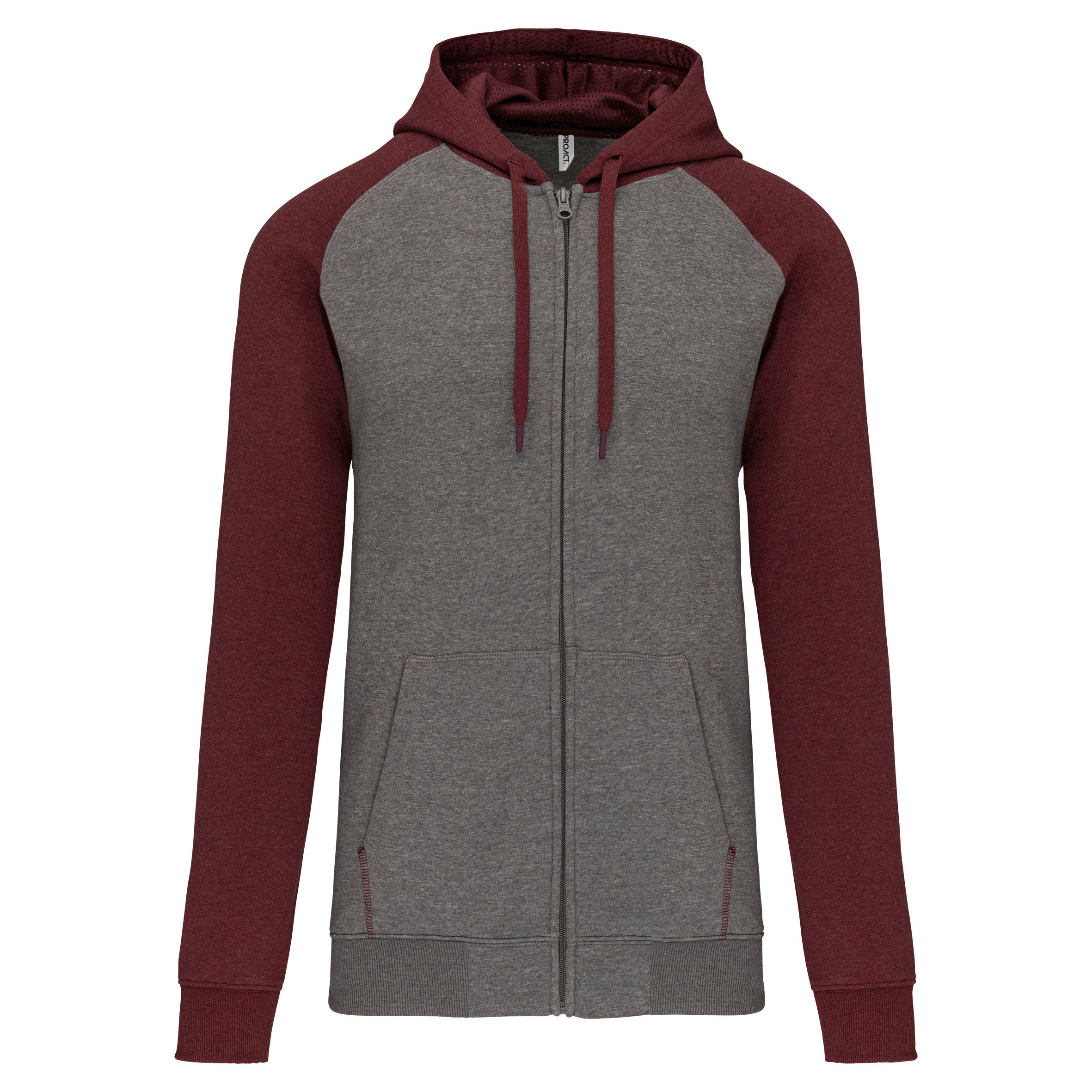 Unisex two-tone hooded zipped fleece jacket