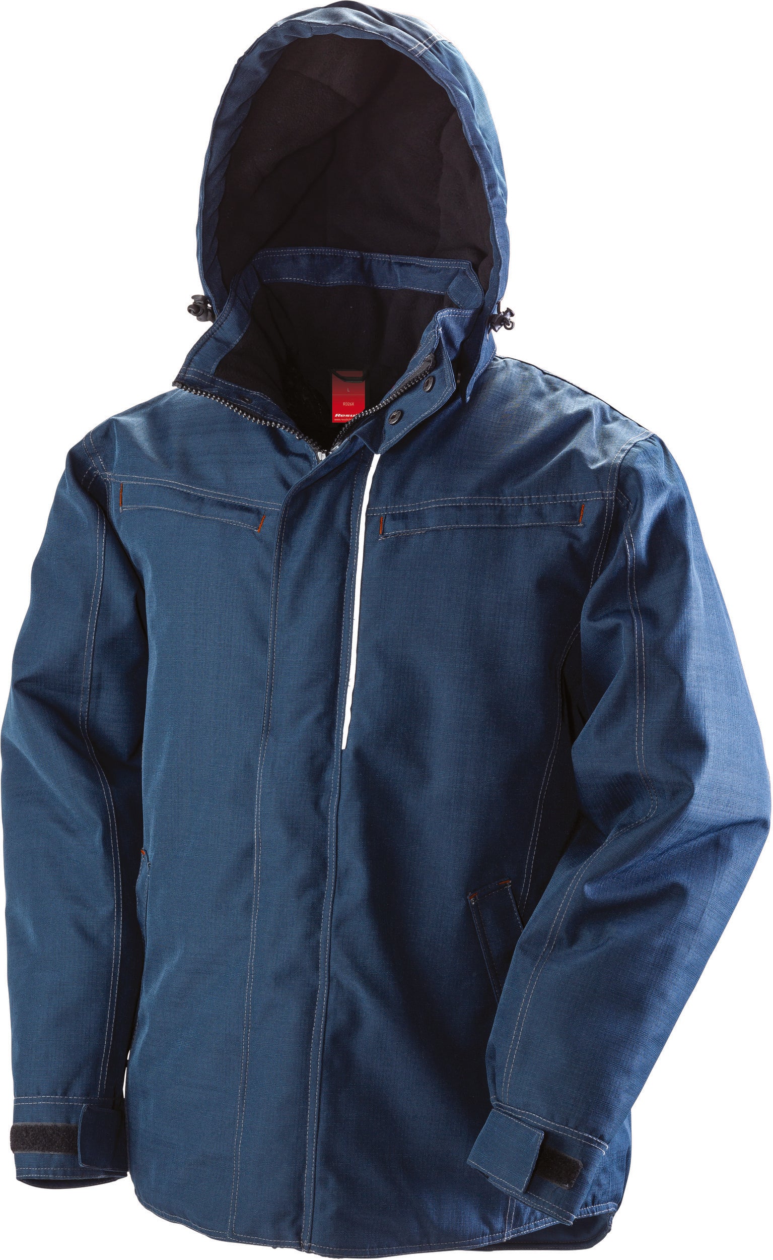 Stevige parka met "denimeffect".