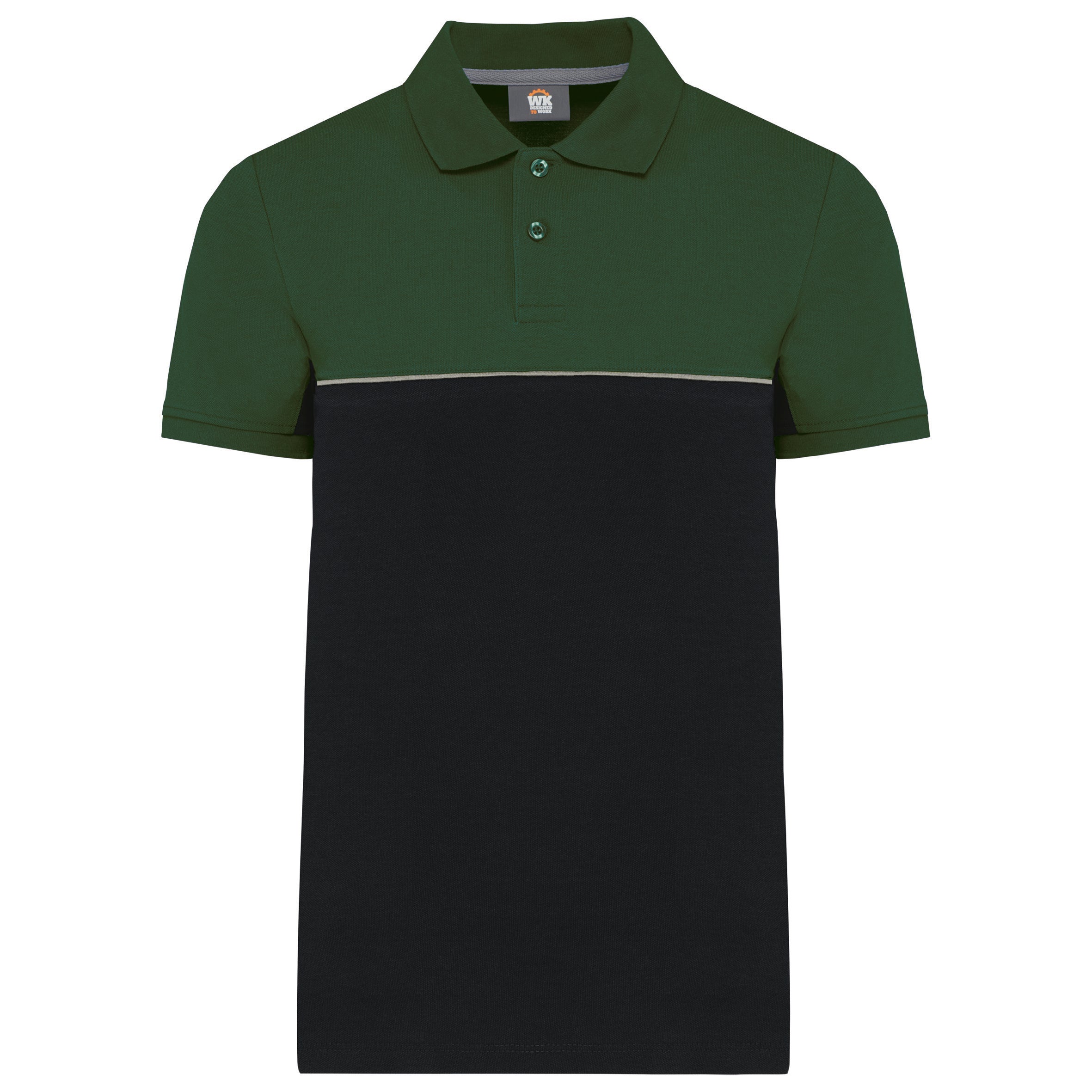 Eco-responsible unisex short-sleeved two-tone polo shirt