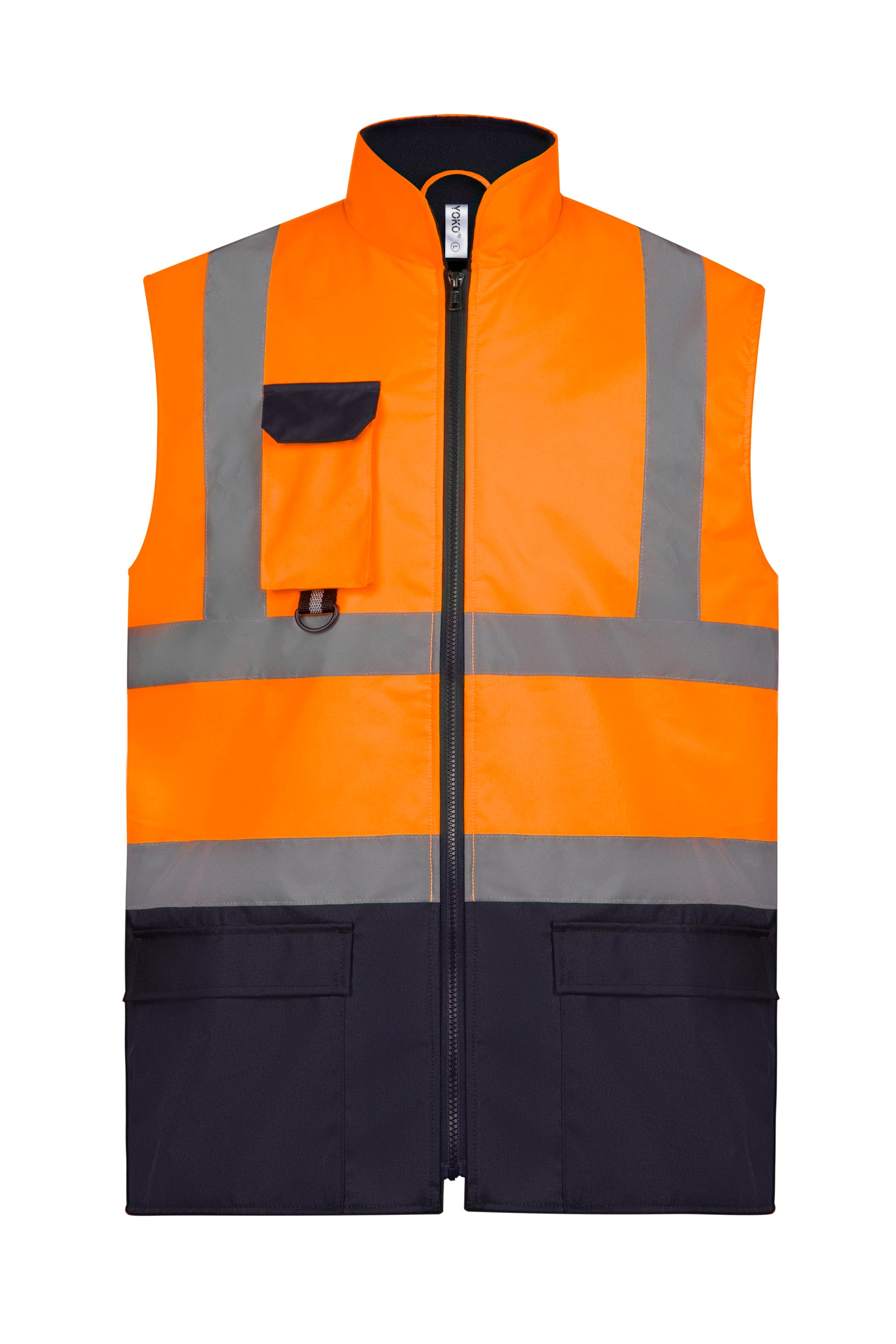 Gevoerde bodywarmer met hoge zichtbaarheid