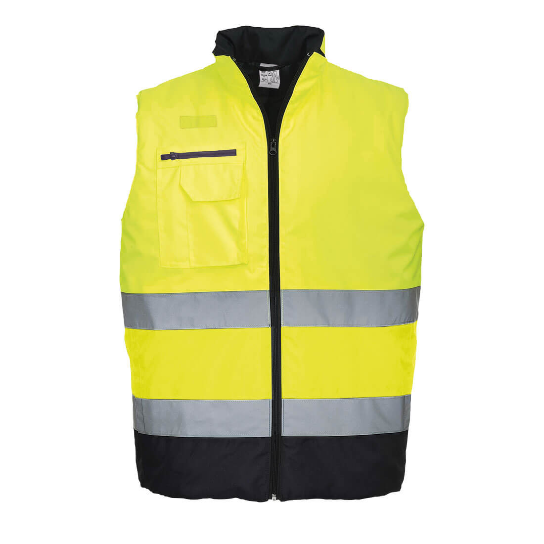 Two-tone high-visibility bodywarmer vest