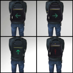 Sac À Dos Ordinateur Portable Léger 20L USB Rechargeable Indicateur de Direction du Signal Lumineux sans Fil à LED