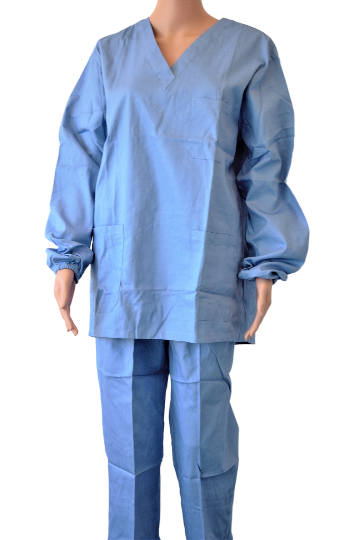 Women's medical set long sleeve blouse and blue pants