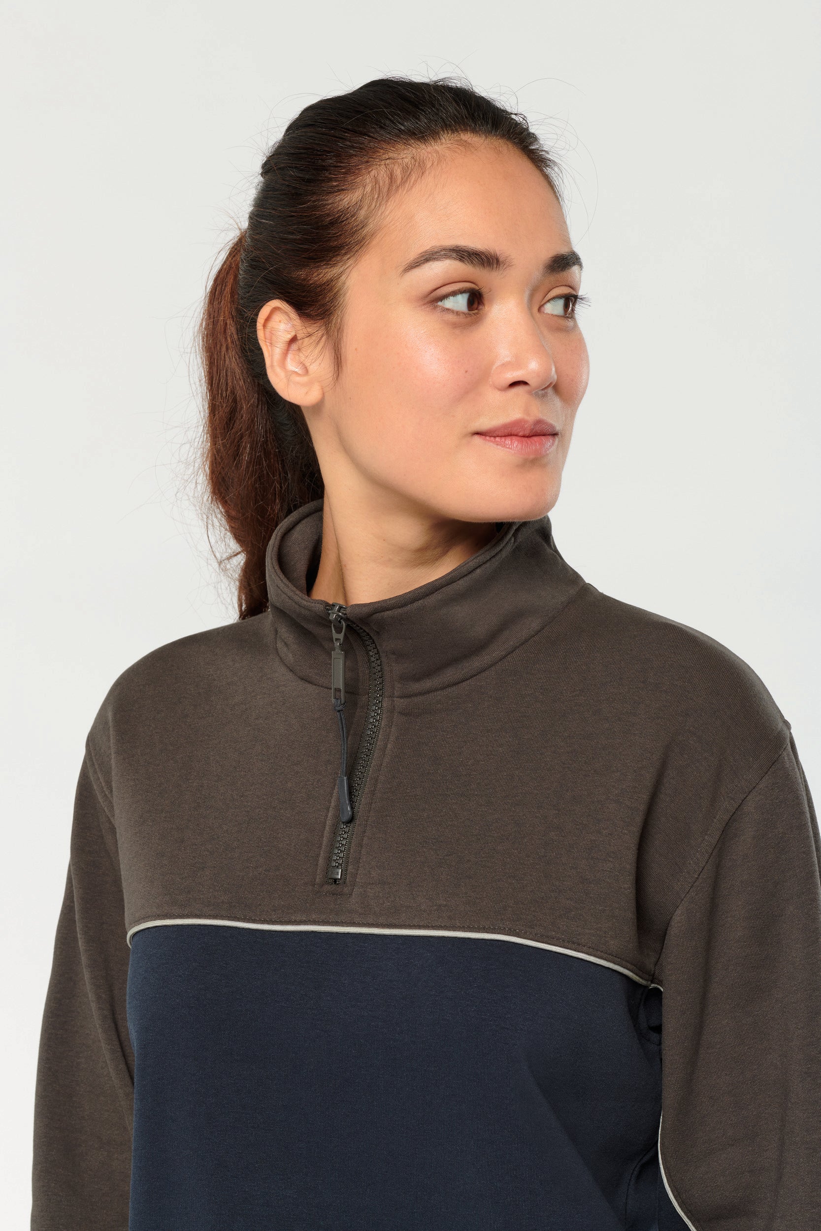 Unisex eco-responsible zip-neck sweatshirt