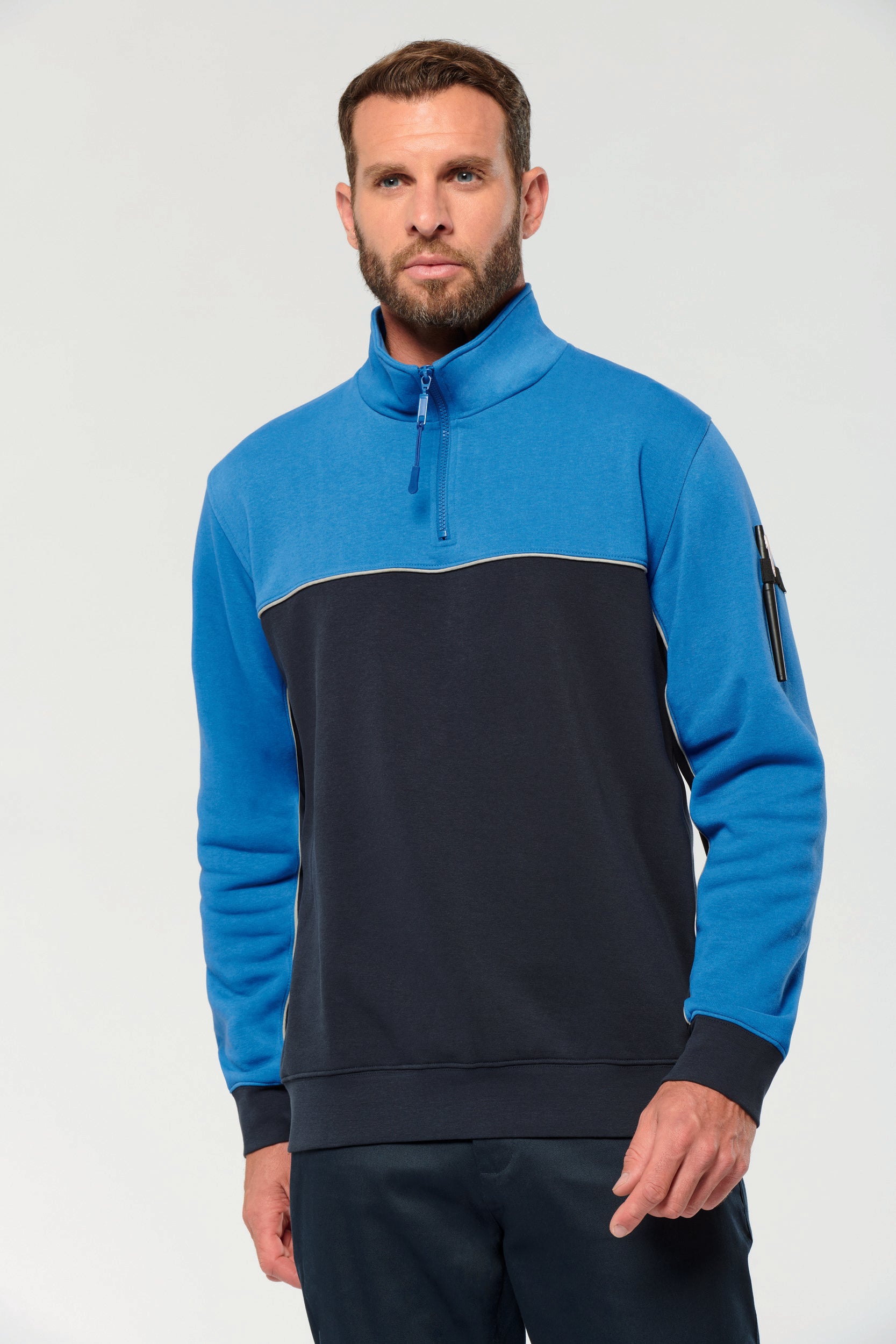 Unisex eco-responsible zip-neck sweatshirt